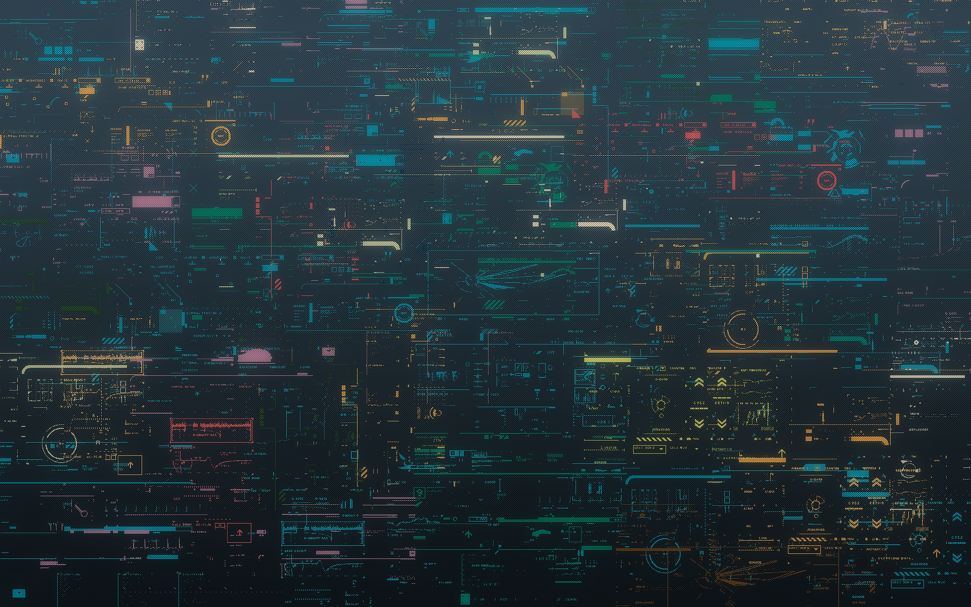 Abstract digital interface with glowing lines and data HD Wallpaper