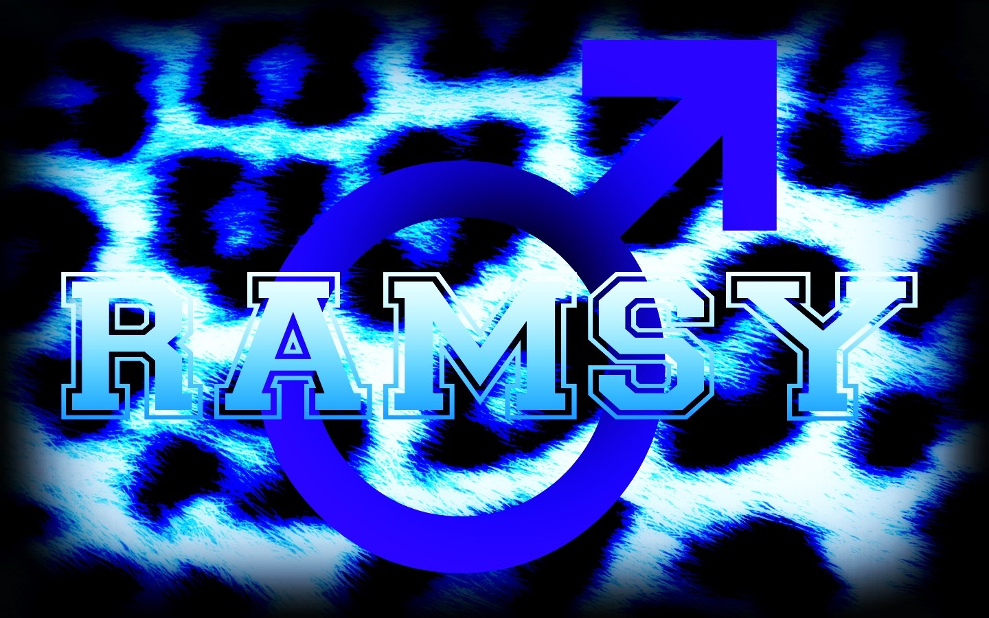 RAMSY text with male symbol on animal print HD Wallpaper