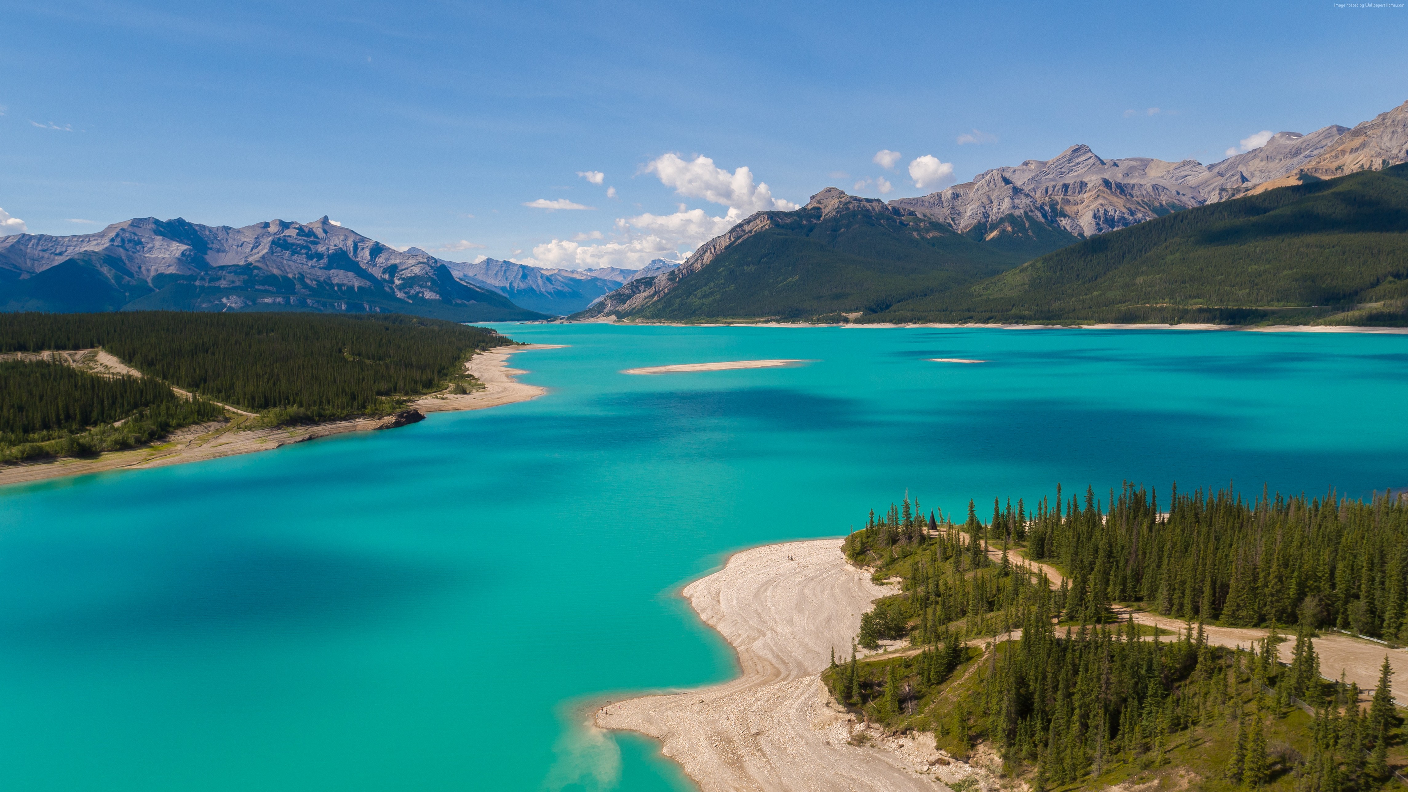 Abraham Lake with Mountains in Canada 4K HD Wallpaper