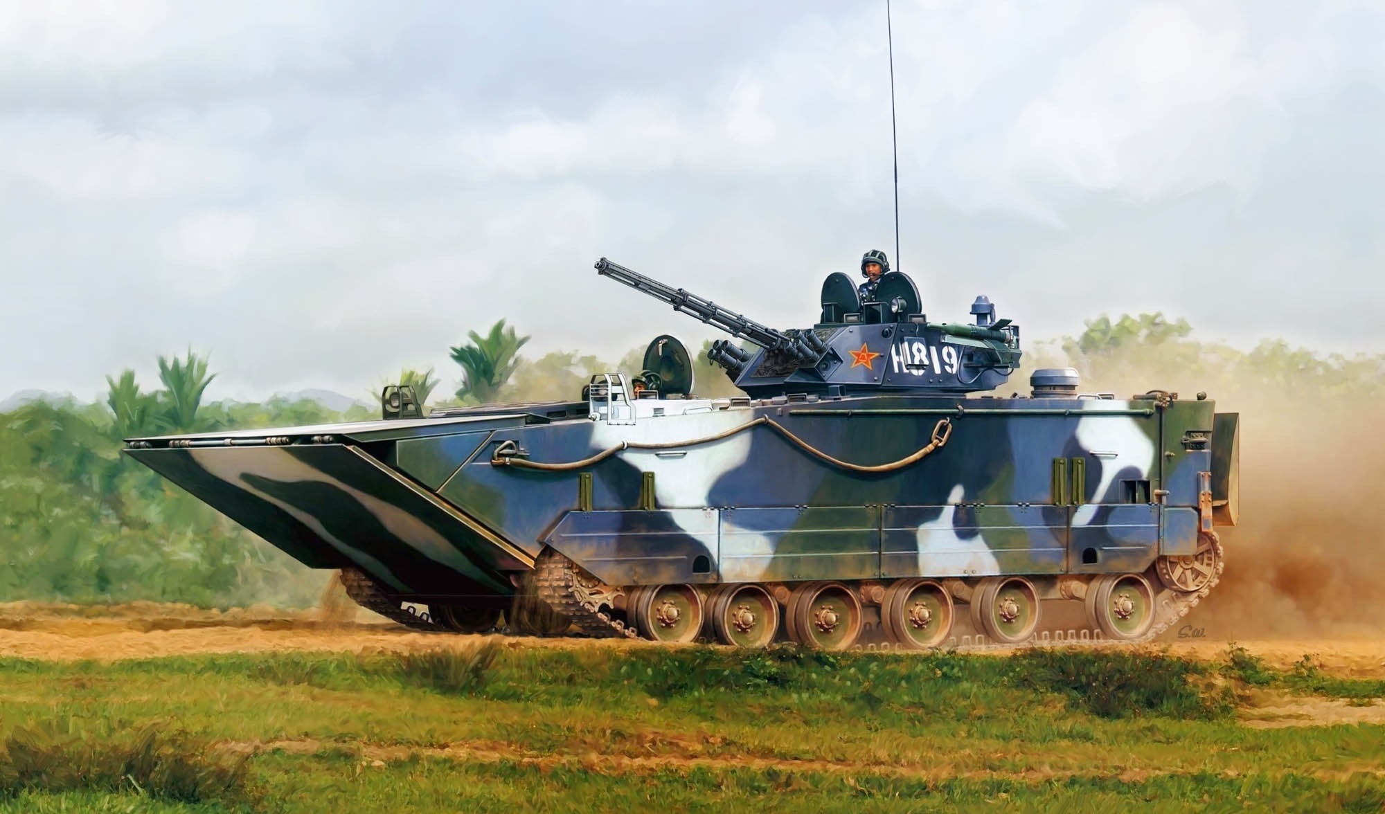 Chinese amphibious assault vehicle with camouflage paint HD Wallpaper