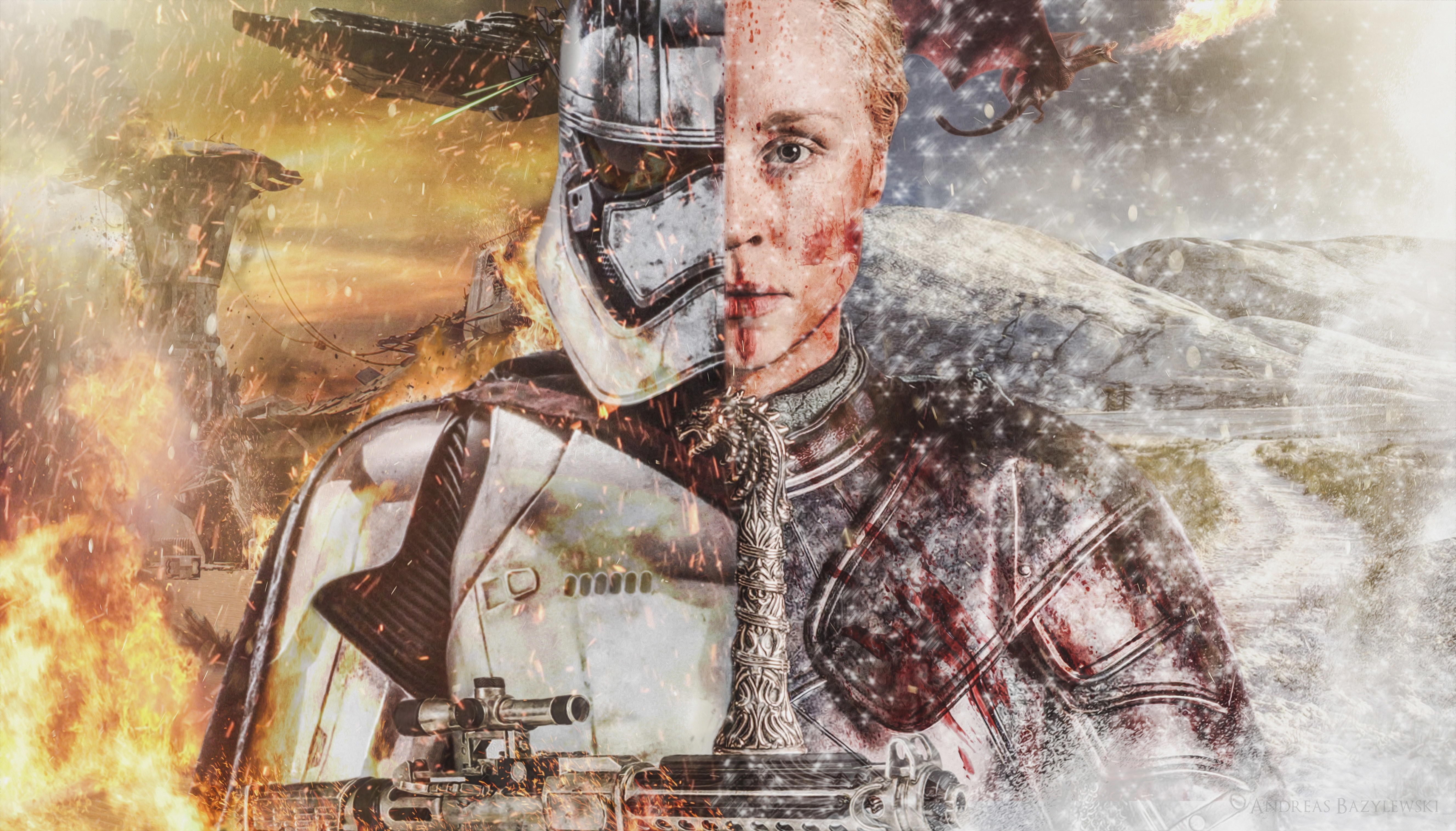 Captain Phasma from Star Wars and Daenerys Targaryen from Game of Thrones HD Wallpaper