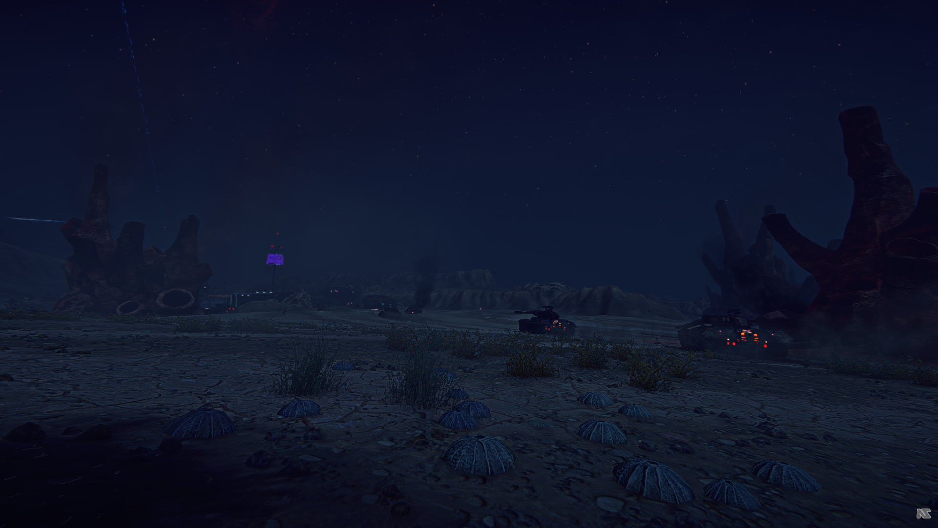 Planetside 2 Terran Republic tanks at night HD Wallpaper