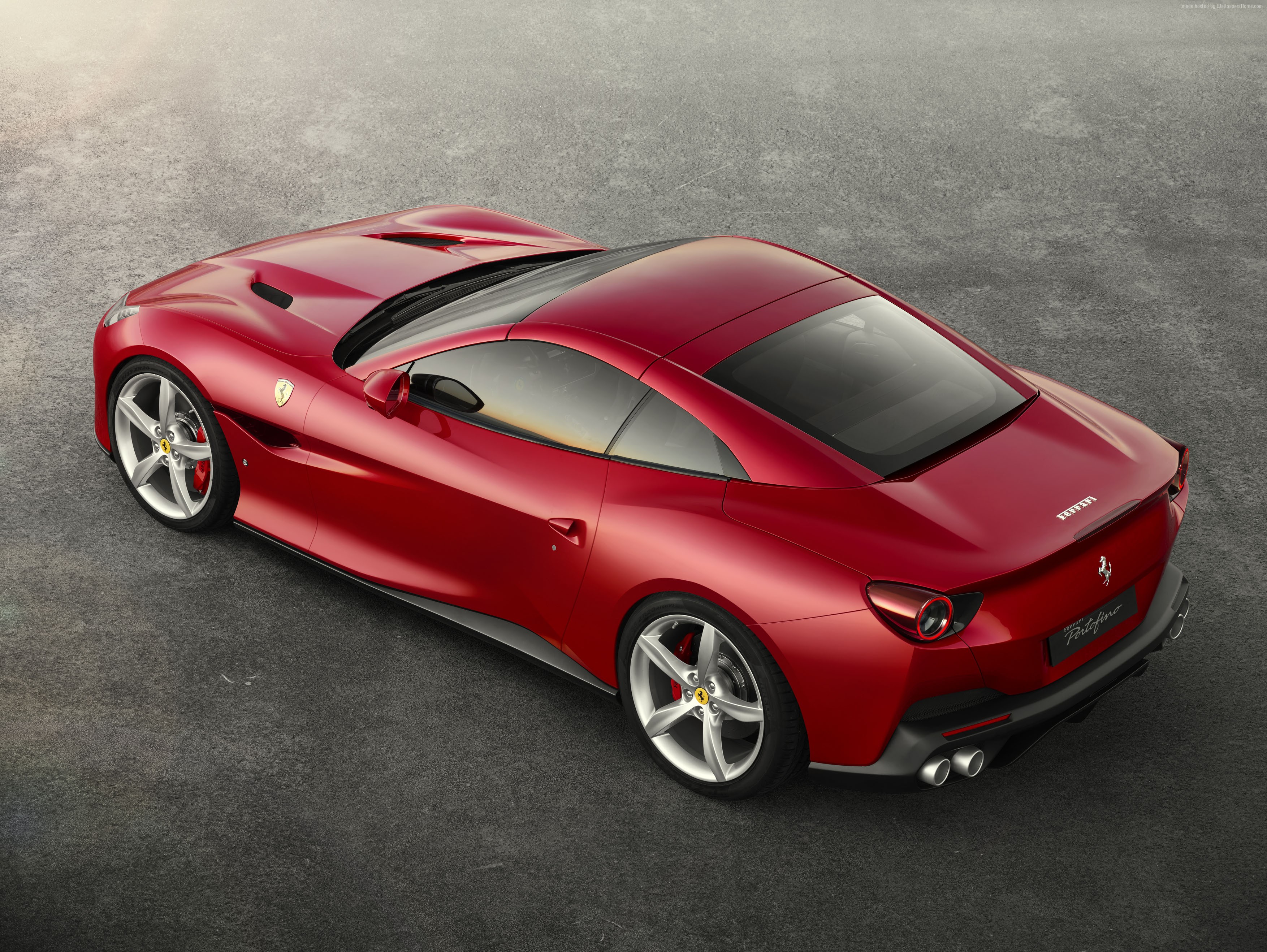 Red Ferrari Portofino on asphalt HD Wallpaper