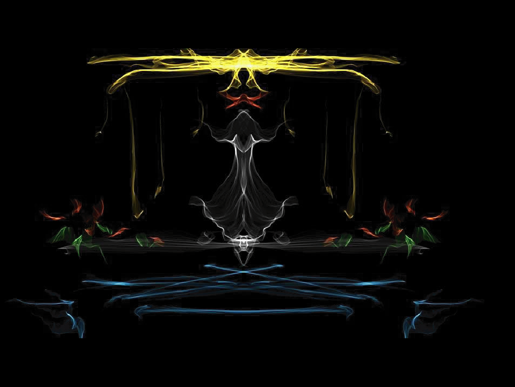 Abstract digital art with mirrored elements HD Wallpaper