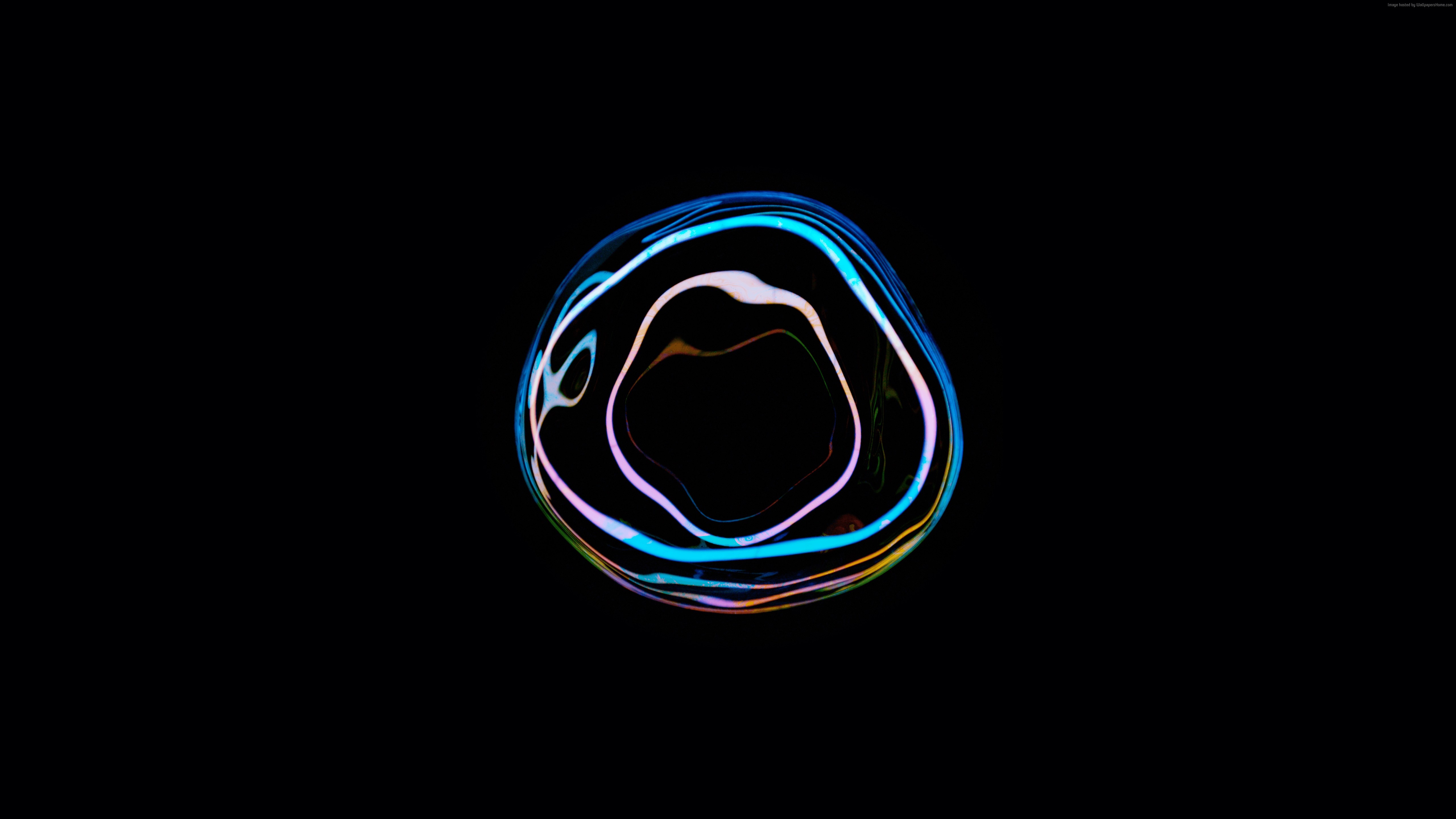 Abstract colorful bubble on black background 4K HD Wallpaper