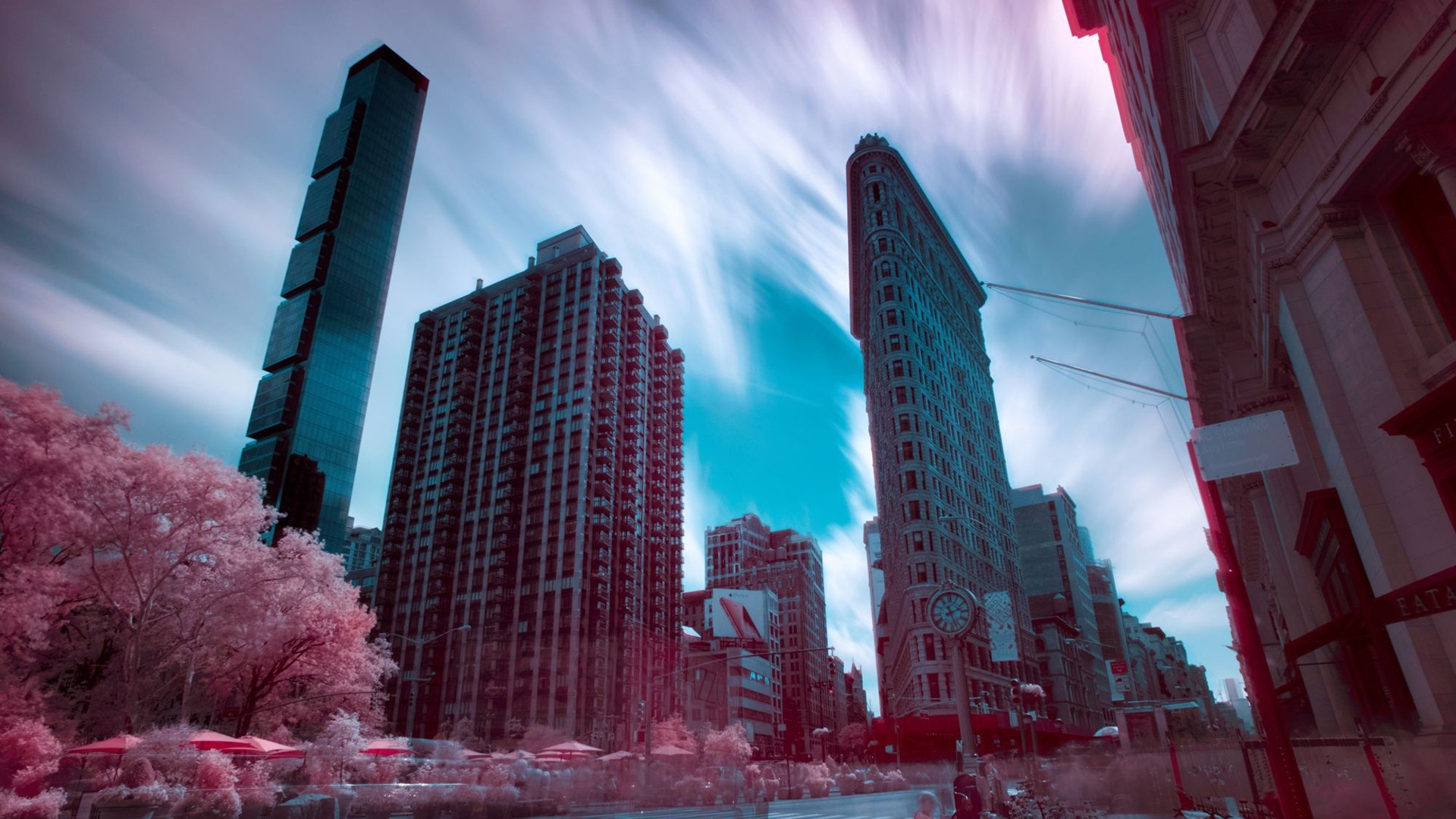 Infrared cityscape with Flatiron Building and skyscrapers HD Wallpaper