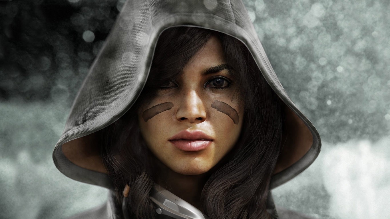 Woman with war paint wearing a hood HD Wallpaper
