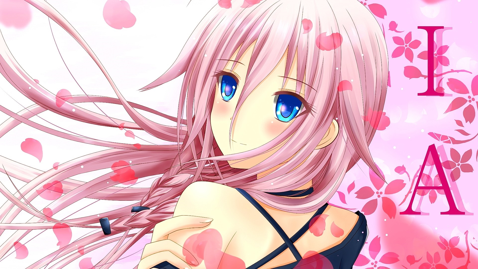 IA Vocaloid anime girl with pink hair and blue eyes HD Wallpaper