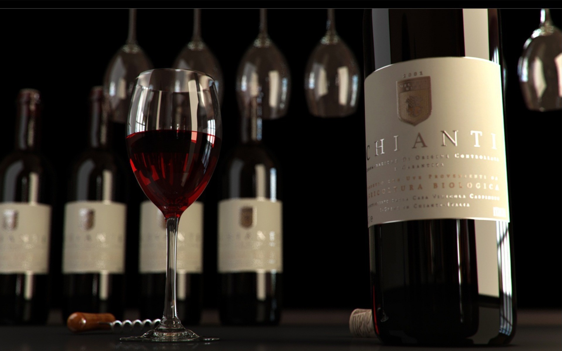 Chianti red wine bottle and glass HD Wallpaper