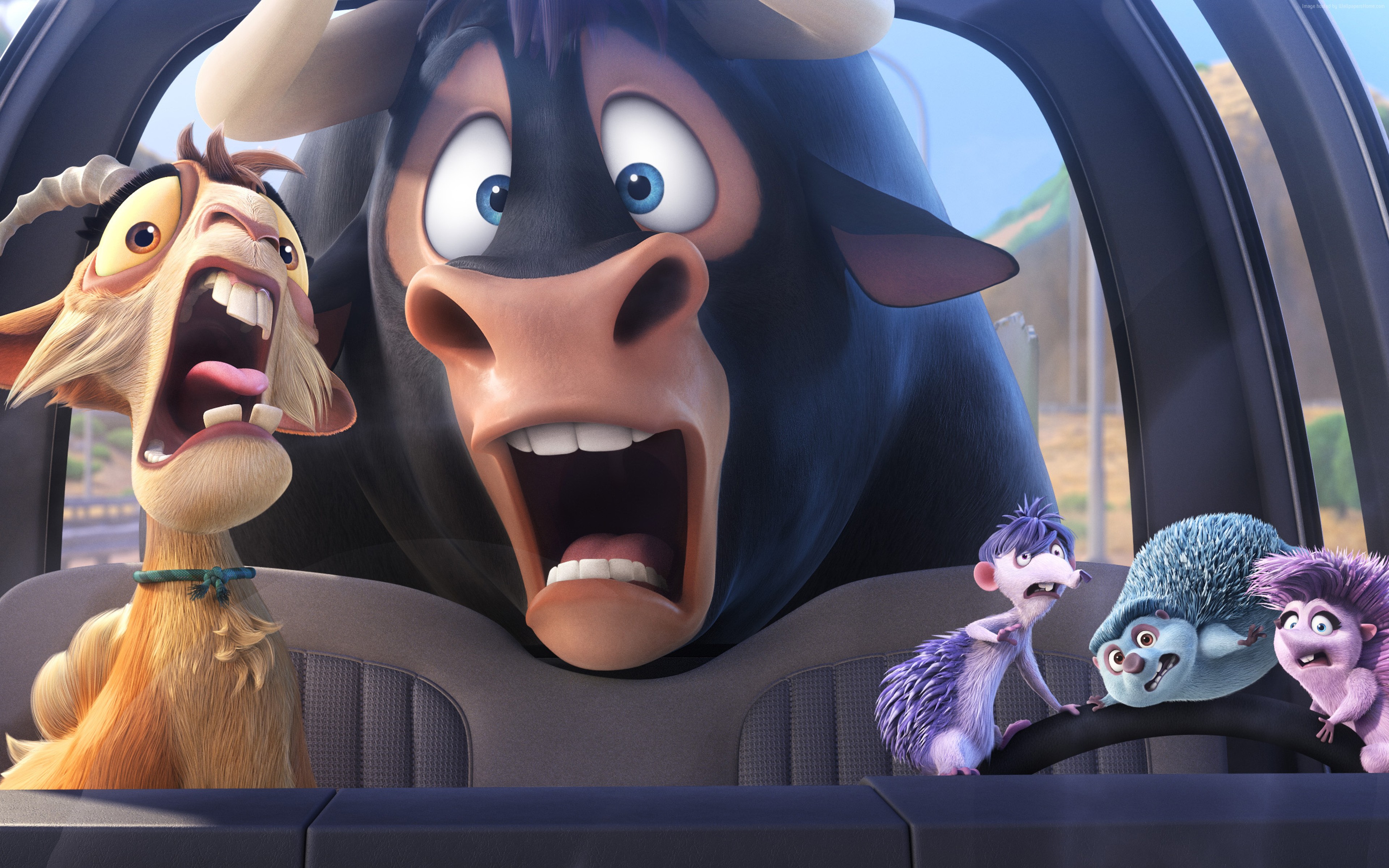 Ferdinand and friends in a car HD Wallpaper