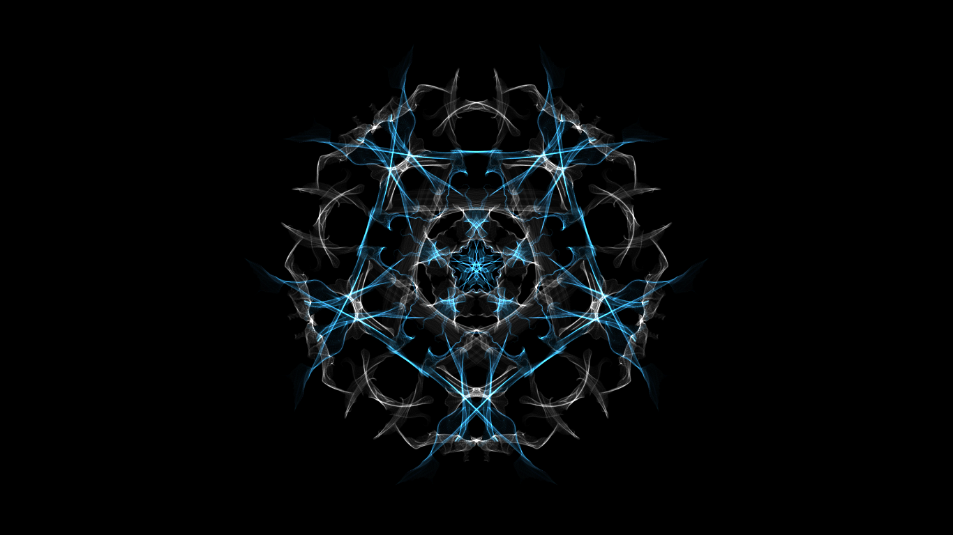 Symmetrical fractal pattern with blue and white lines HD Wallpaper