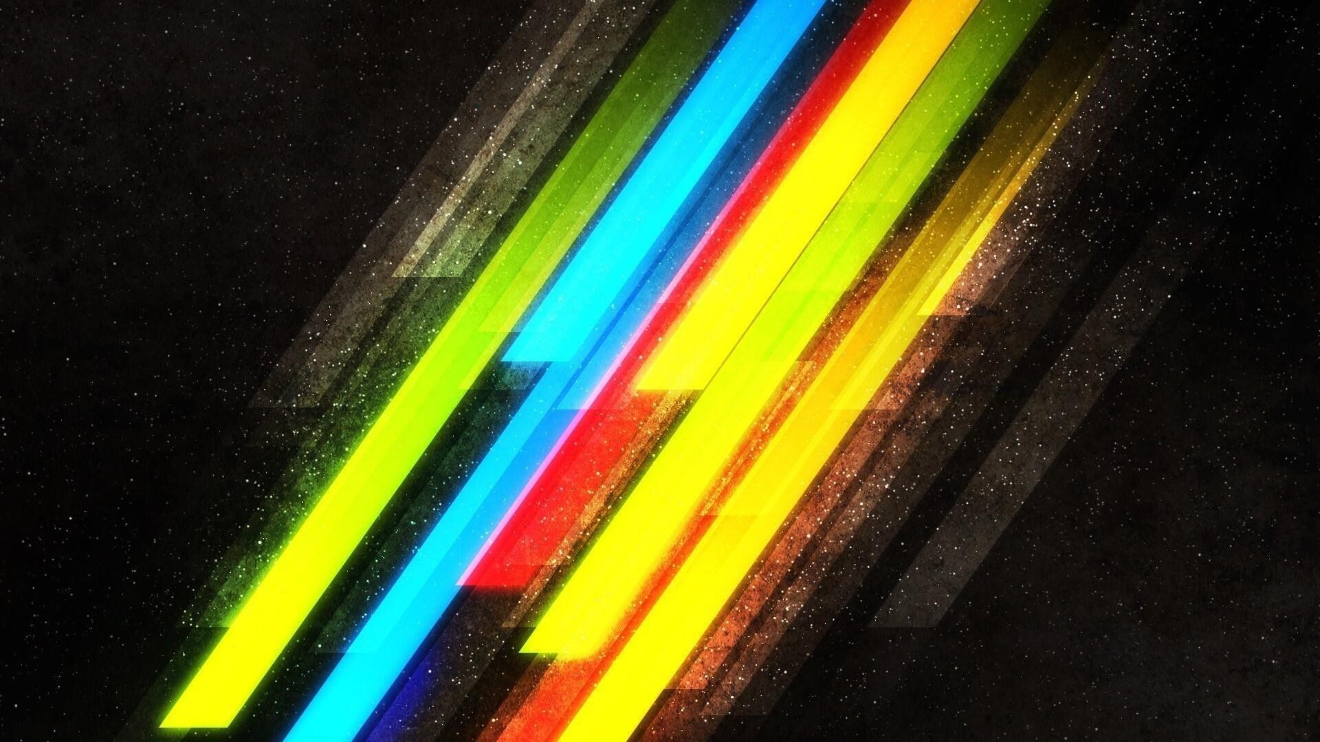 Abstract colorful diagonal stripes on black background HD Wallpaper