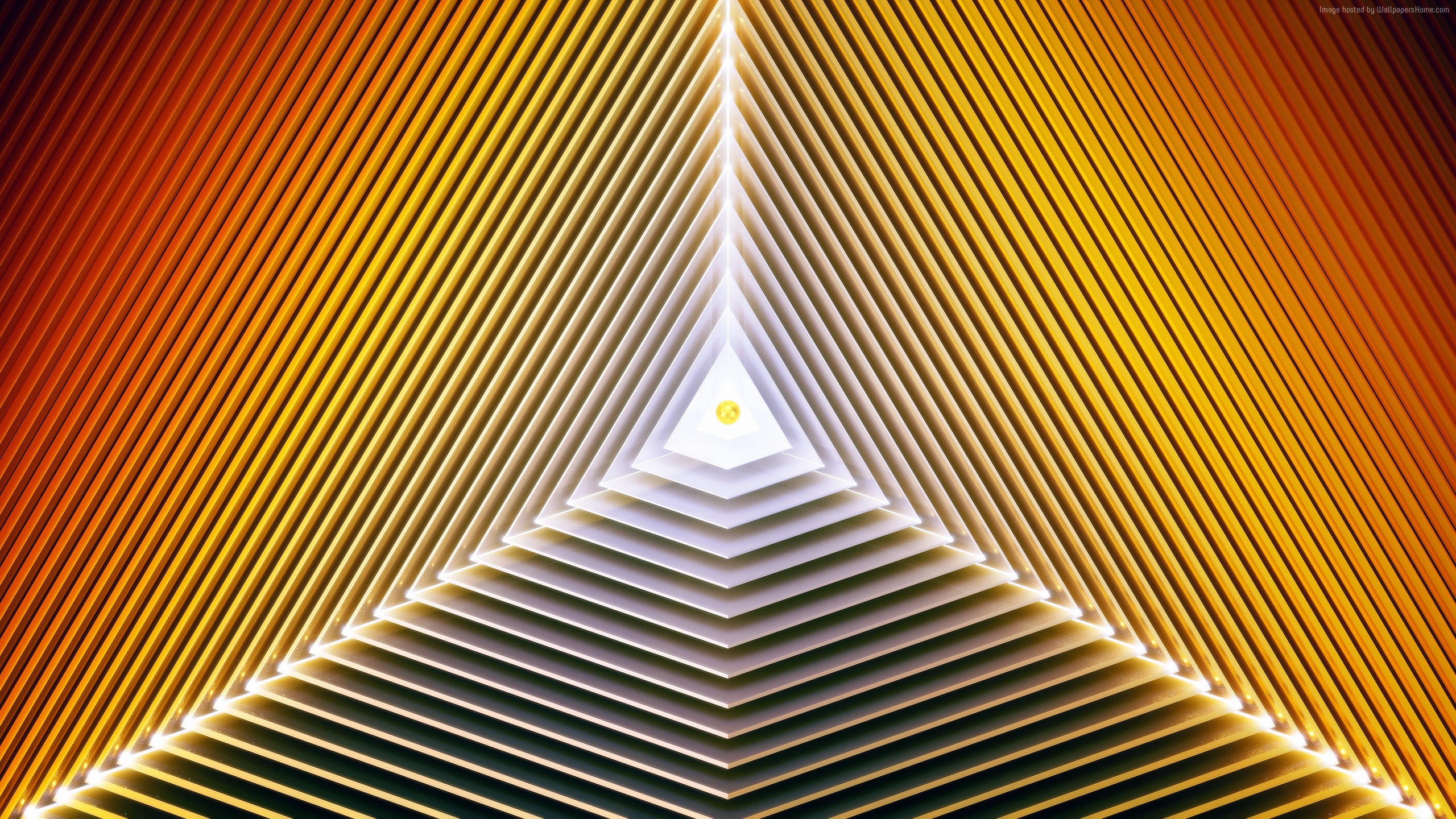 Abstract golden triangle pattern with light effects HD Wallpaper