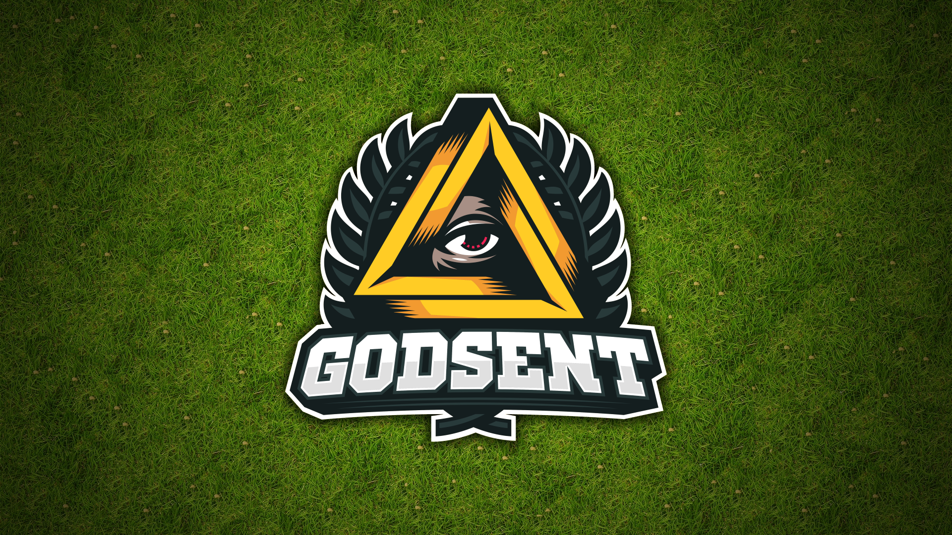 GODSENT logo with eye in triangle on grass HD Wallpaper
