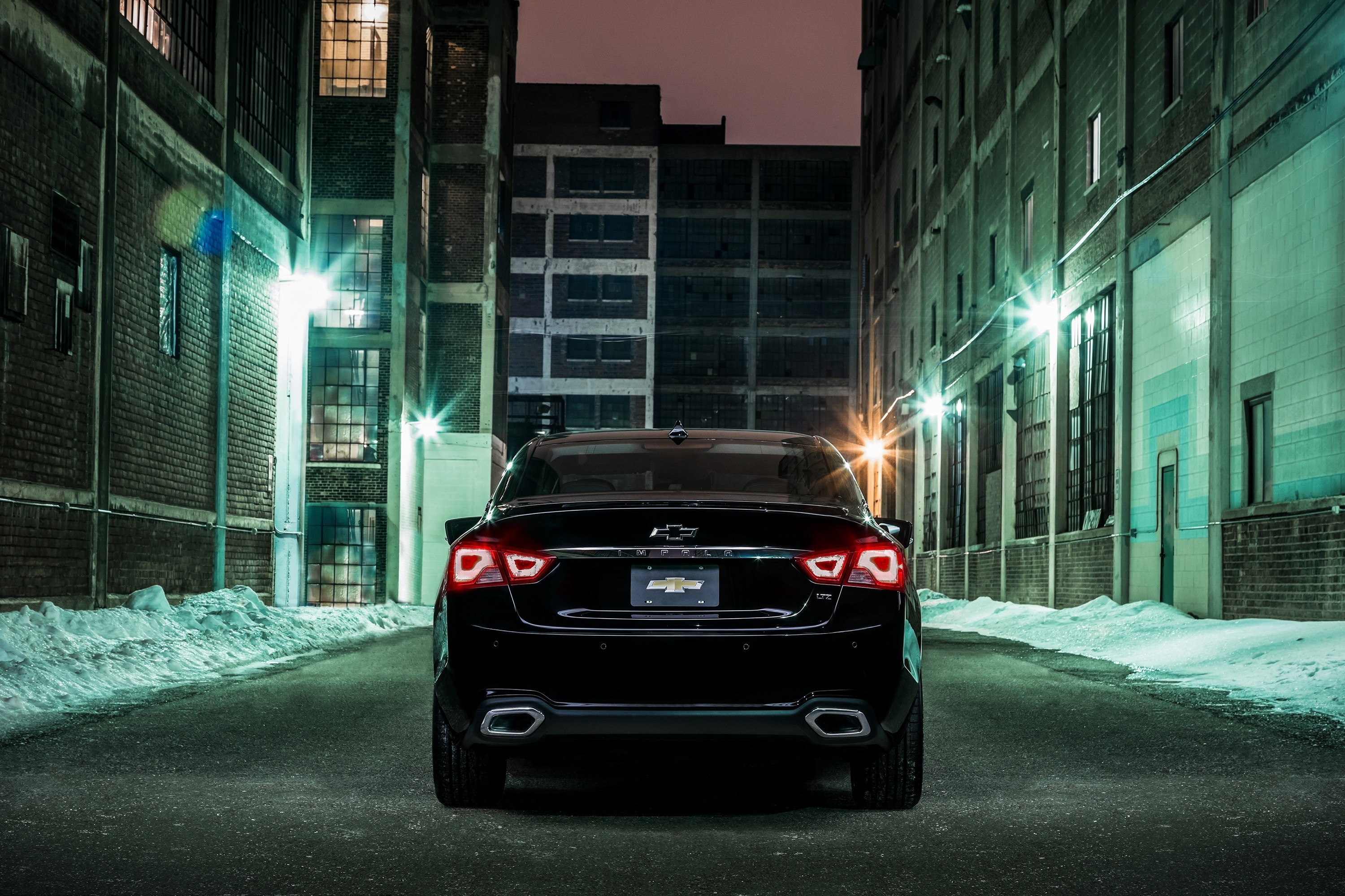 Black Chevrolet Impala in an alley at night HD Wallpaper
