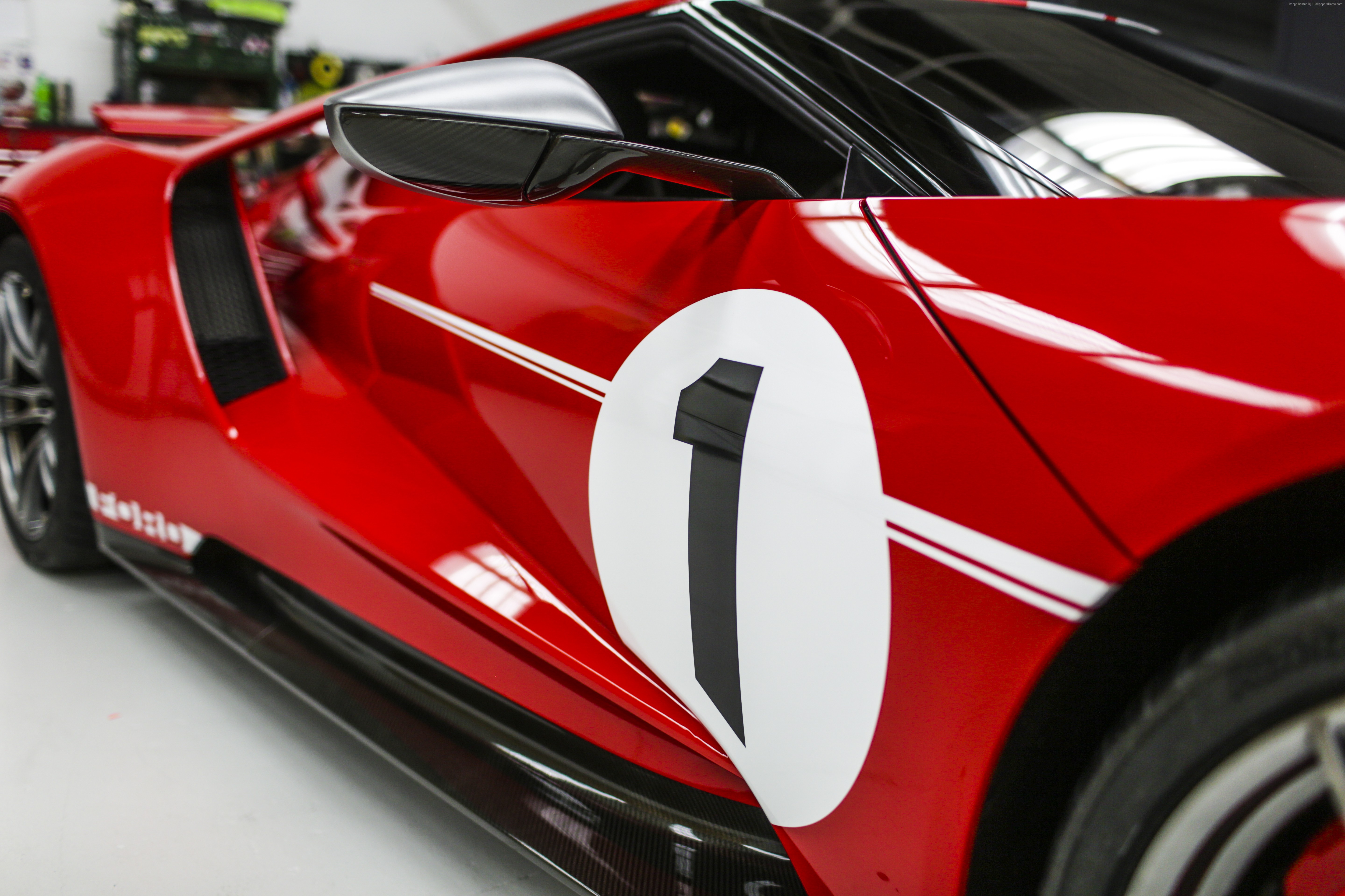 Red Ford GT 67 Heritage Edition with number 1 HD Wallpaper