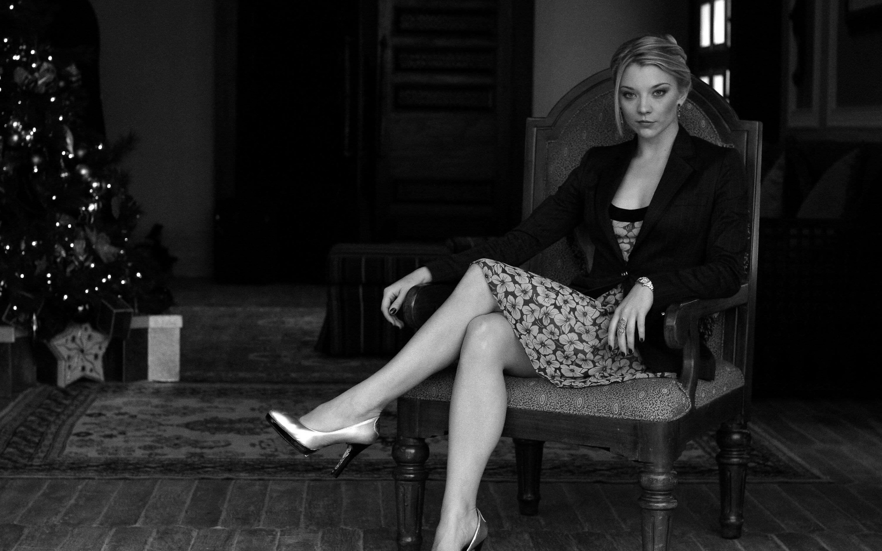 Natalie Dormer sitting in a chair HD Wallpaper