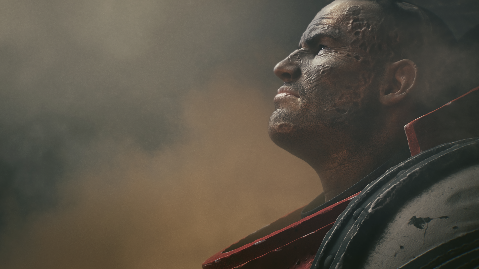Close up portrait of a scarred man from Warhammer 40,000 HD Wallpaper