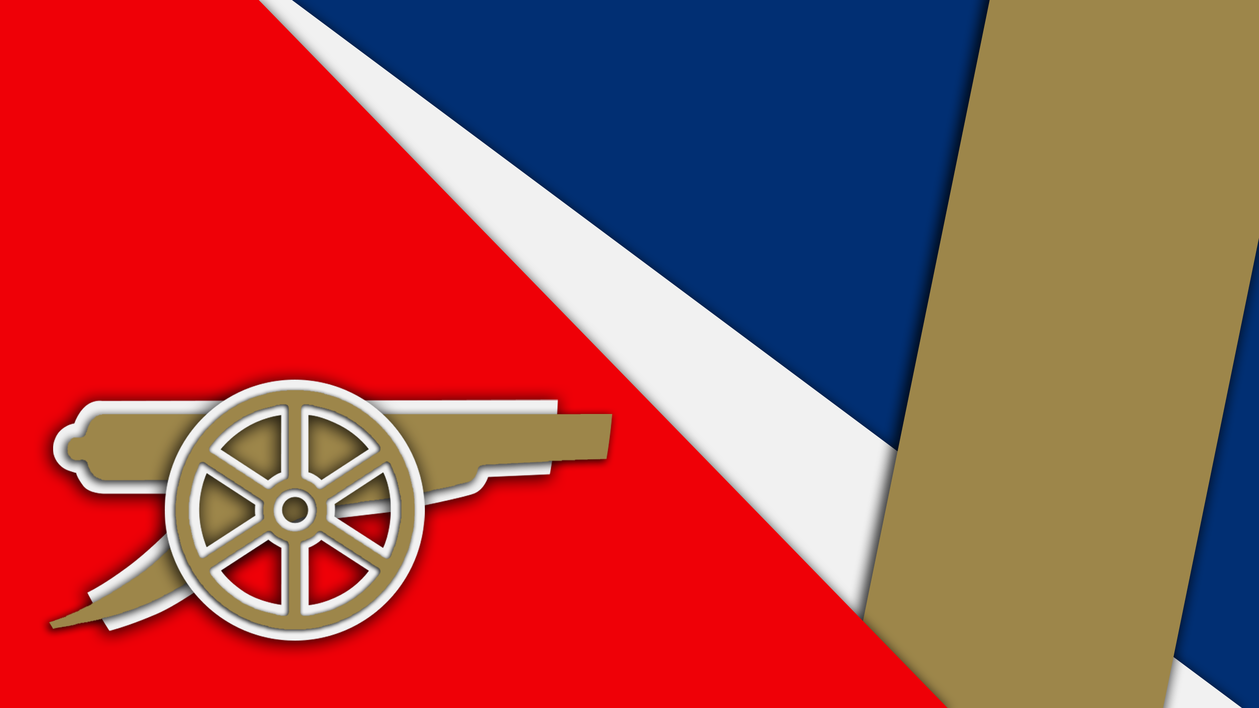 Arsenal FC logo on red, white, blue, and gold background HD Wallpaper