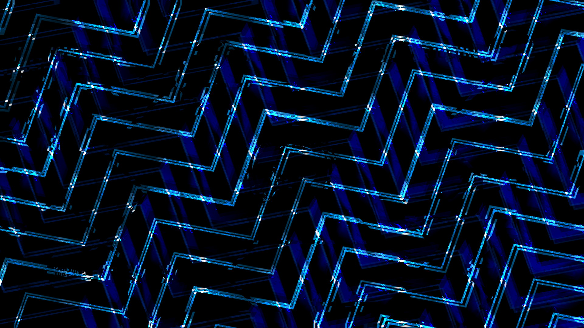 Blue and white zigzag pattern on black background HD Wallpaper