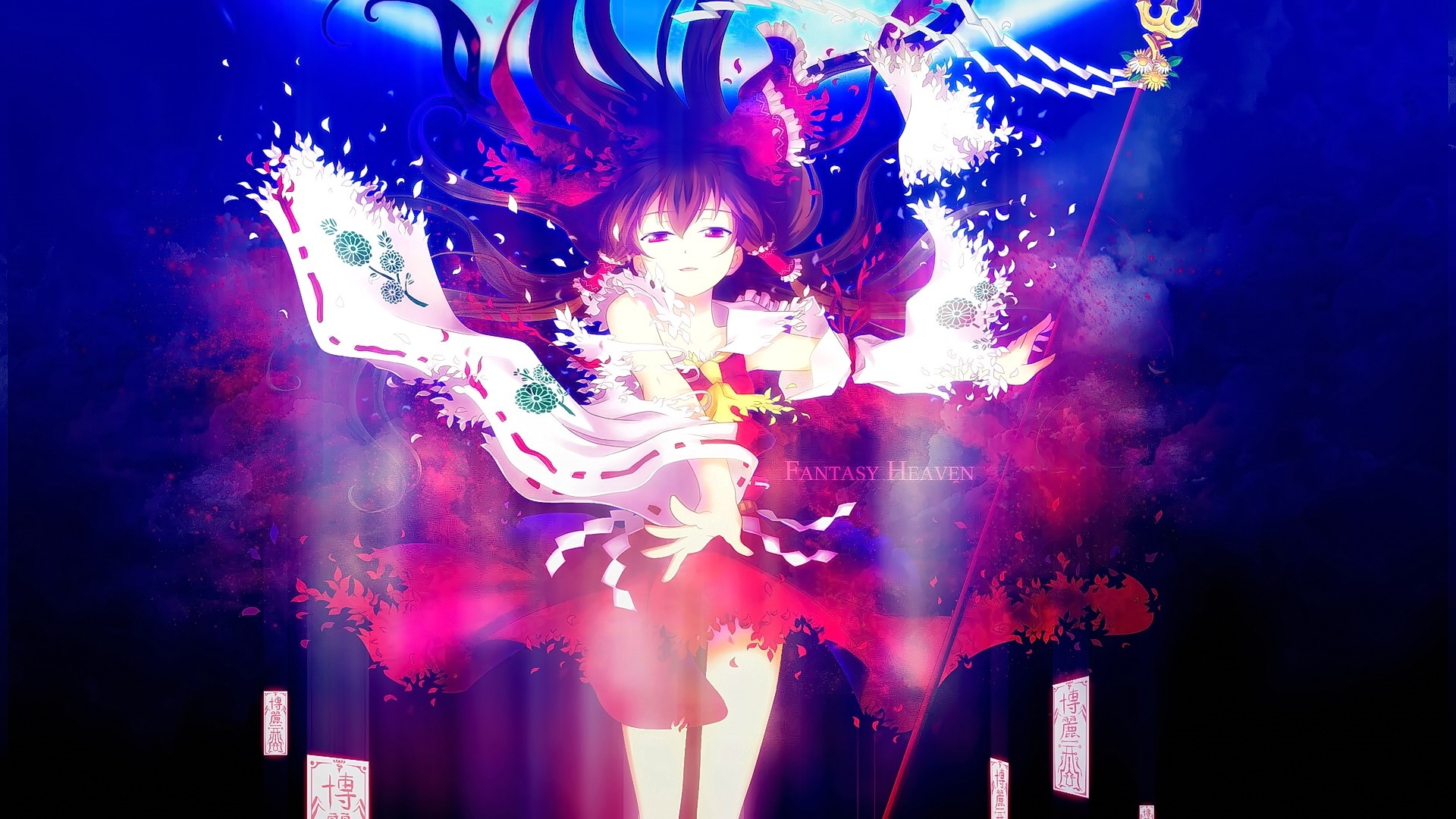 Anime girl with long dark hair and violet eyes HD Wallpaper