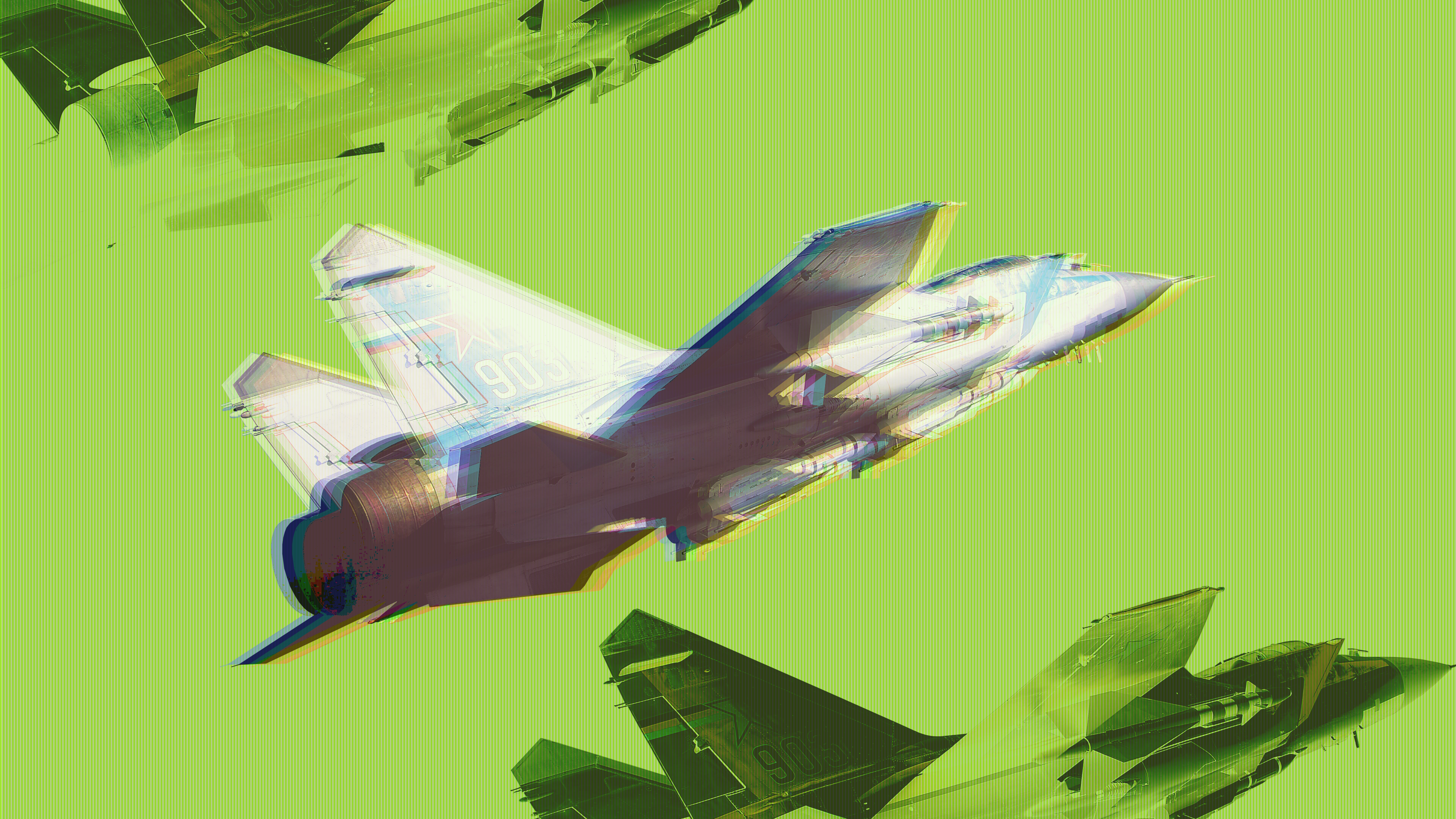 Multiple fighter jets in a stylized illustration HD Wallpaper