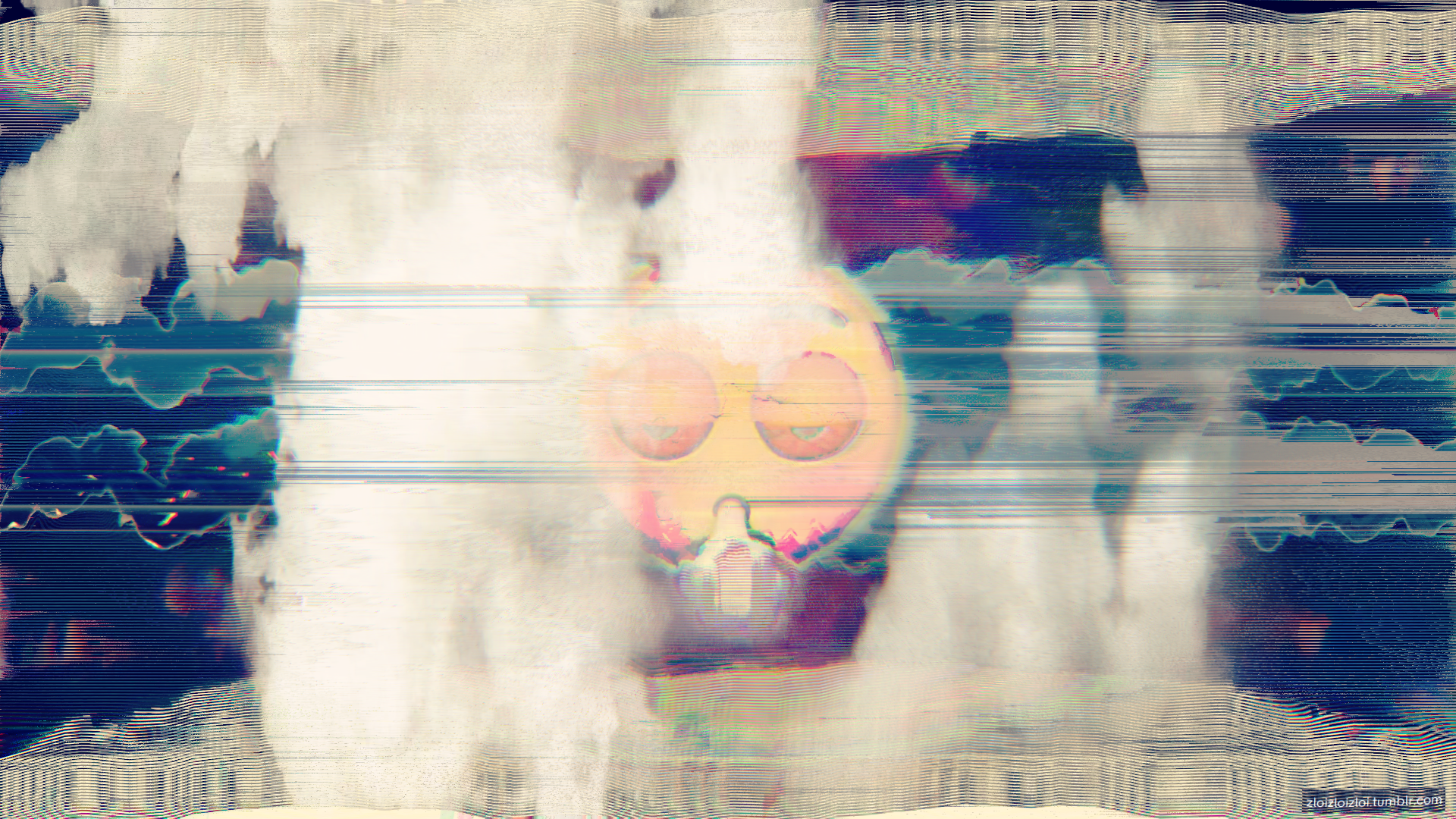 Glitch art abstract painting with blue and yellow colors HD Wallpaper