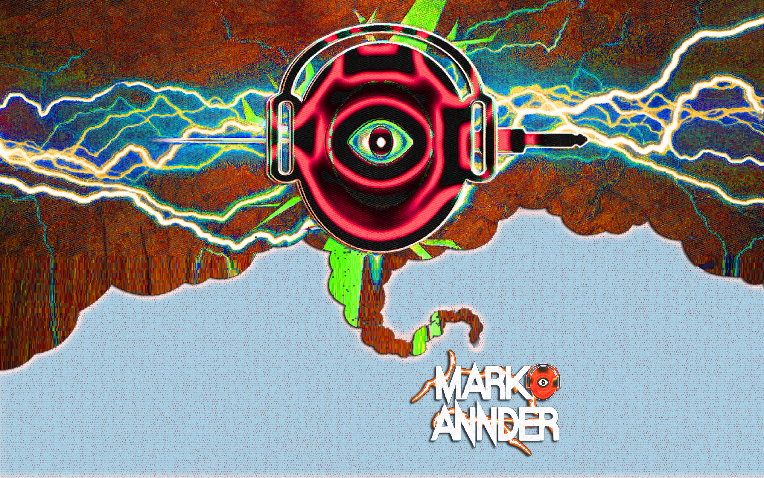 Mark Annder logo with eye and headphones HD Wallpaper