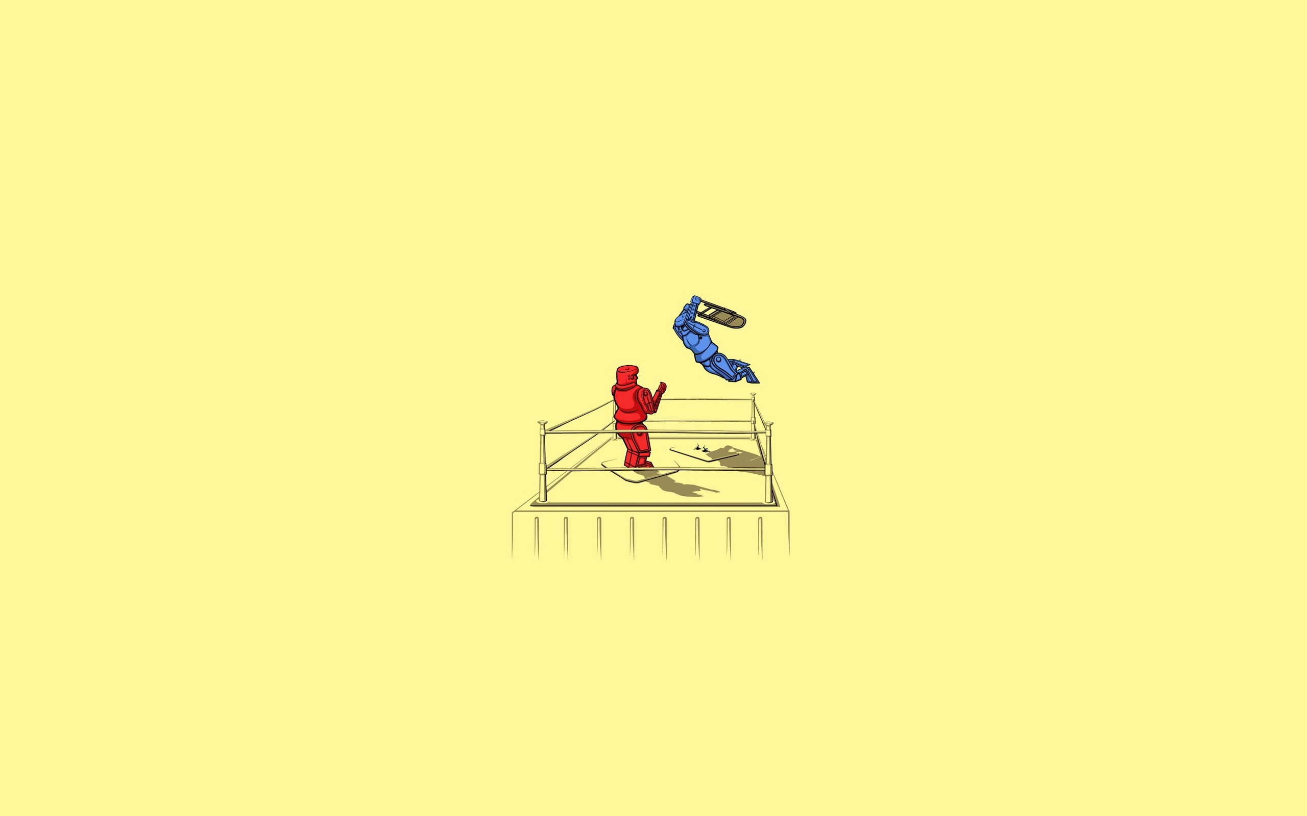 Minimalist illustration of a boxing match with cartoon characters HD Wallpaper