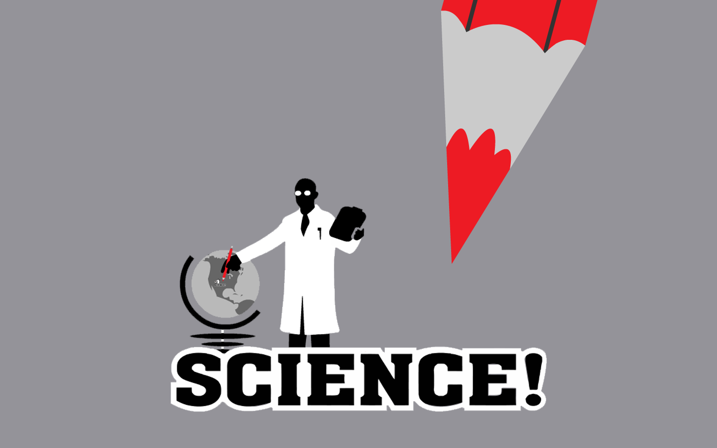 Scientist with Globe and Pencil HD Wallpaper