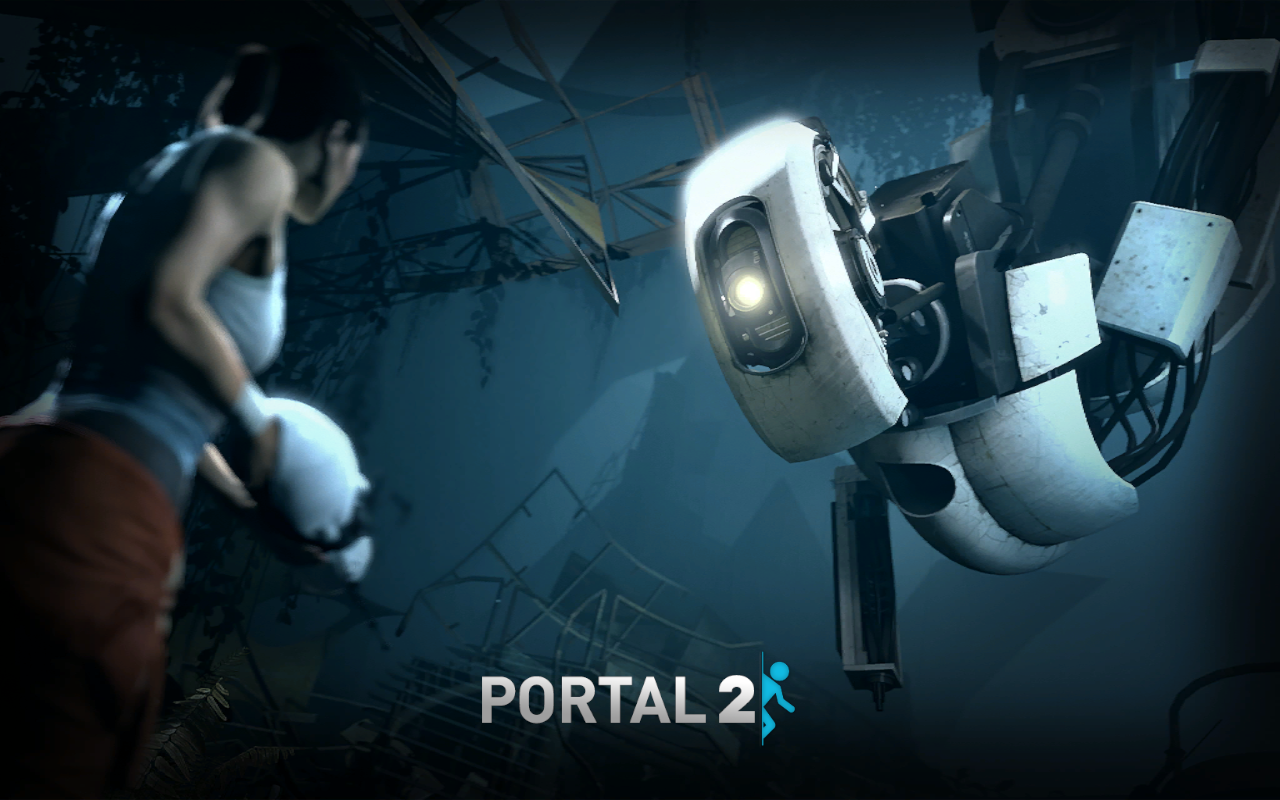 Portal 2 Chell and GLaDOS HD Wallpaper