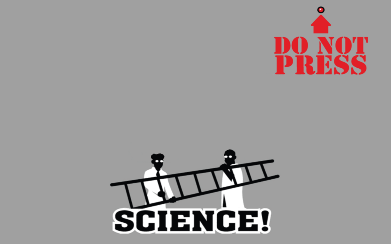 Two scientists holding a ladder with "SCIENCE!" text HD Wallpaper