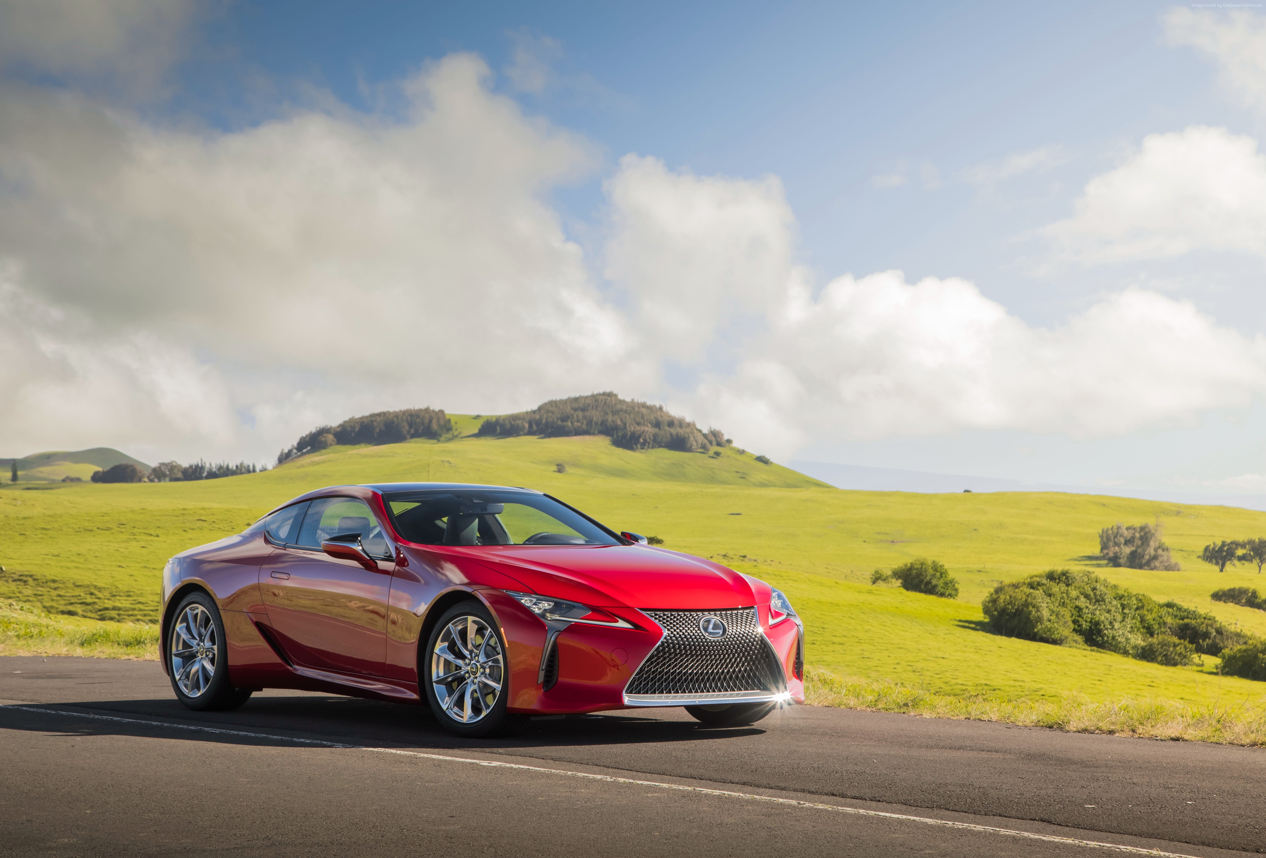 Red 2018 Lexus LC 500 on a road HD Wallpaper