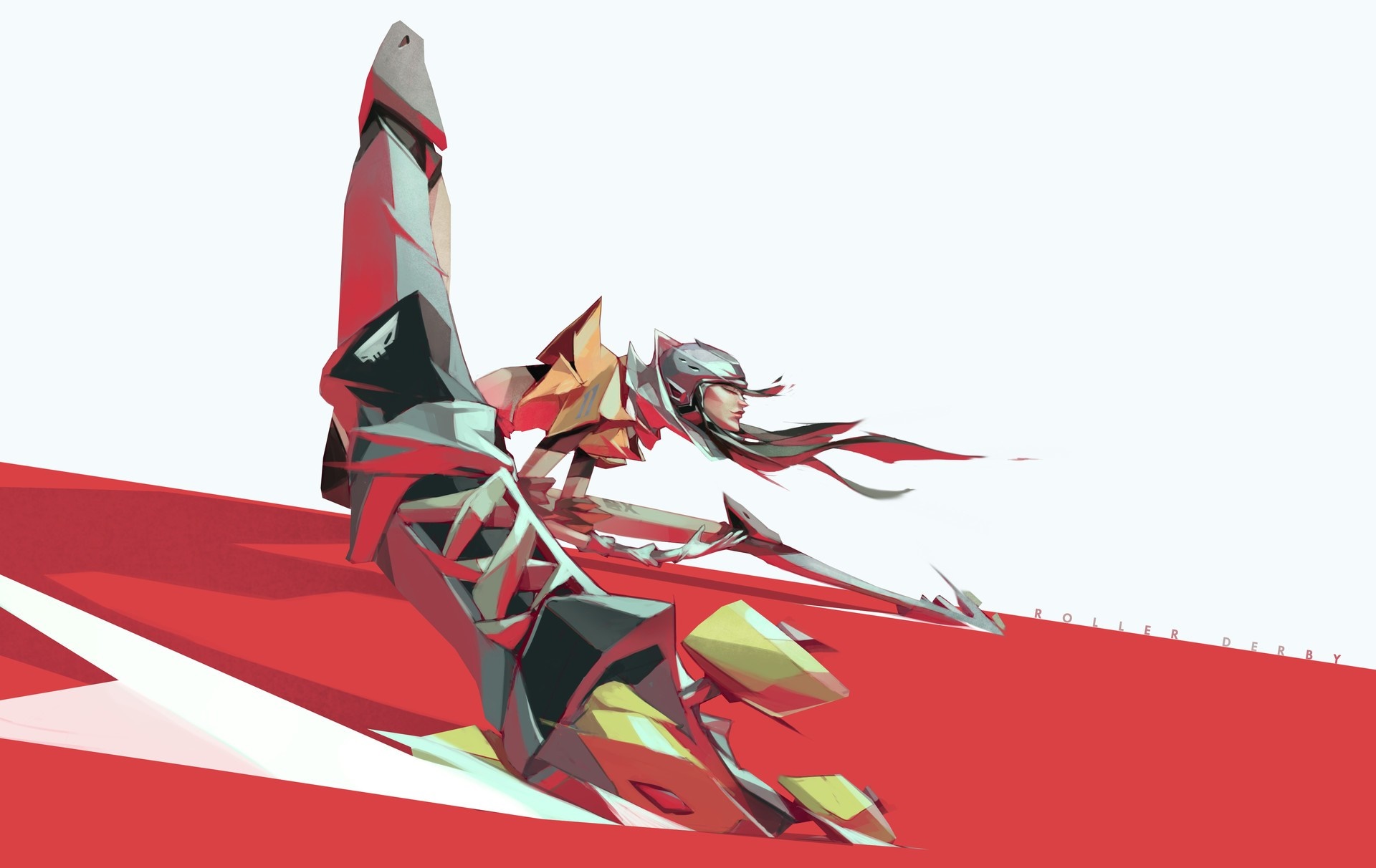 Fantasy art illustration of a winged mecha character HD Wallpaper