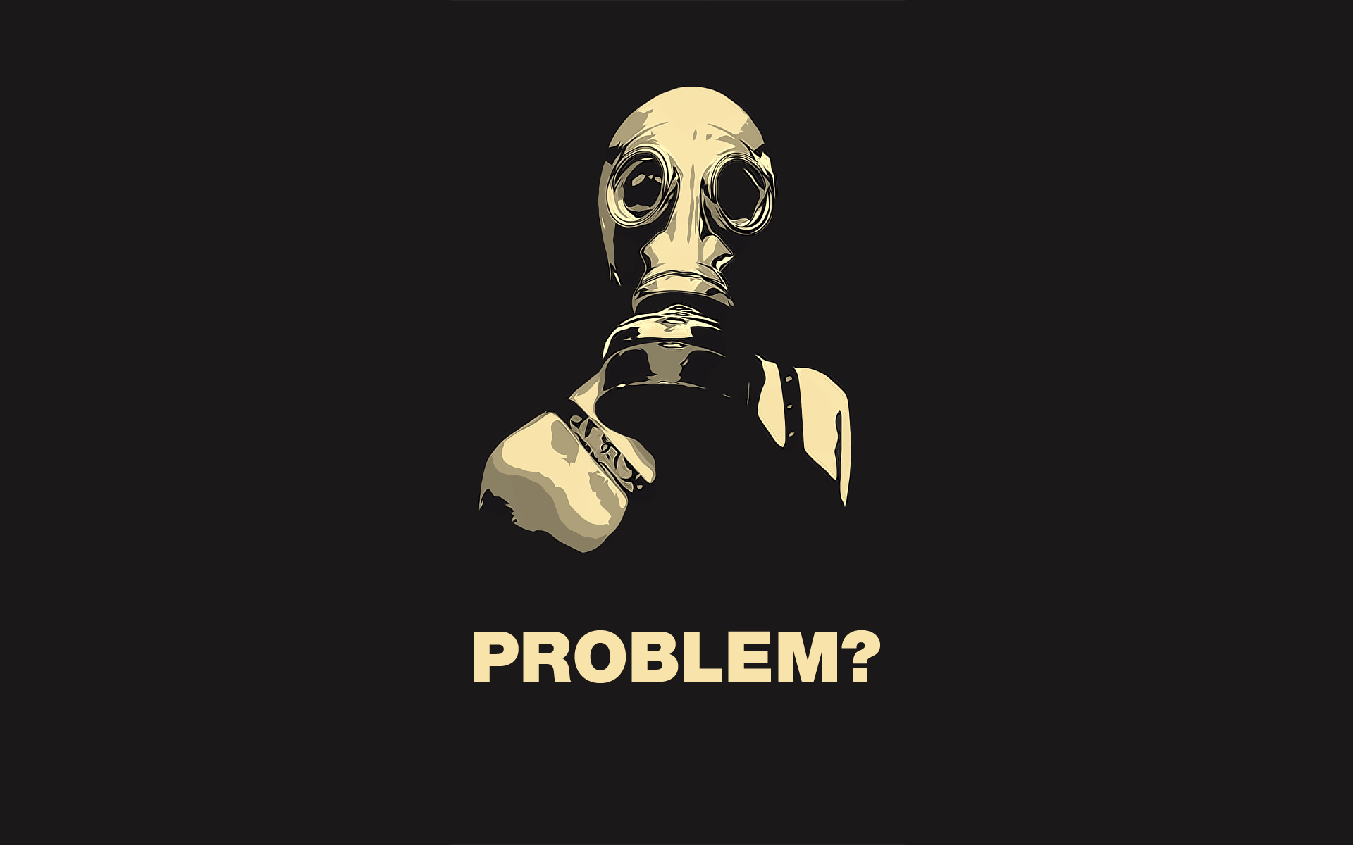 Gas mask illustration with text "PROBLEM?" HD Wallpaper
