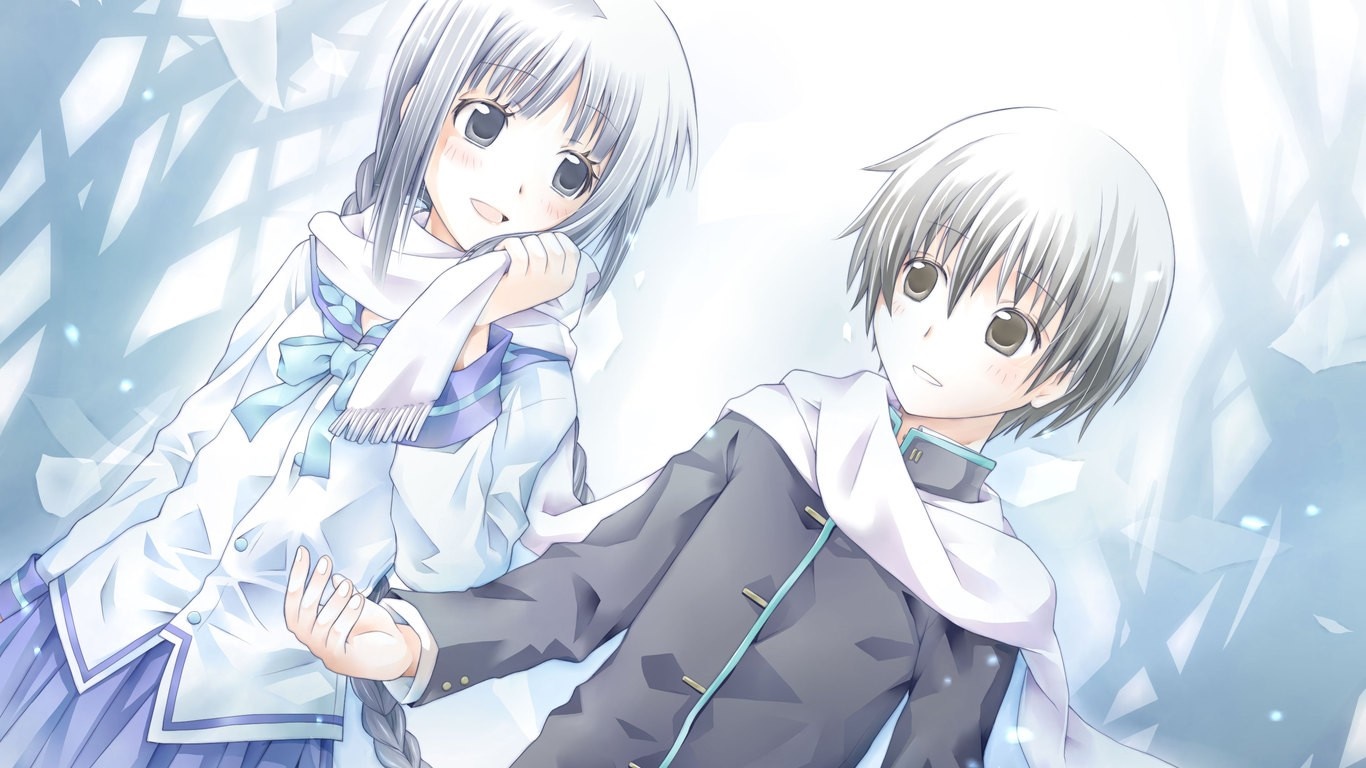 Anime artwork of two young characters HD Wallpaper