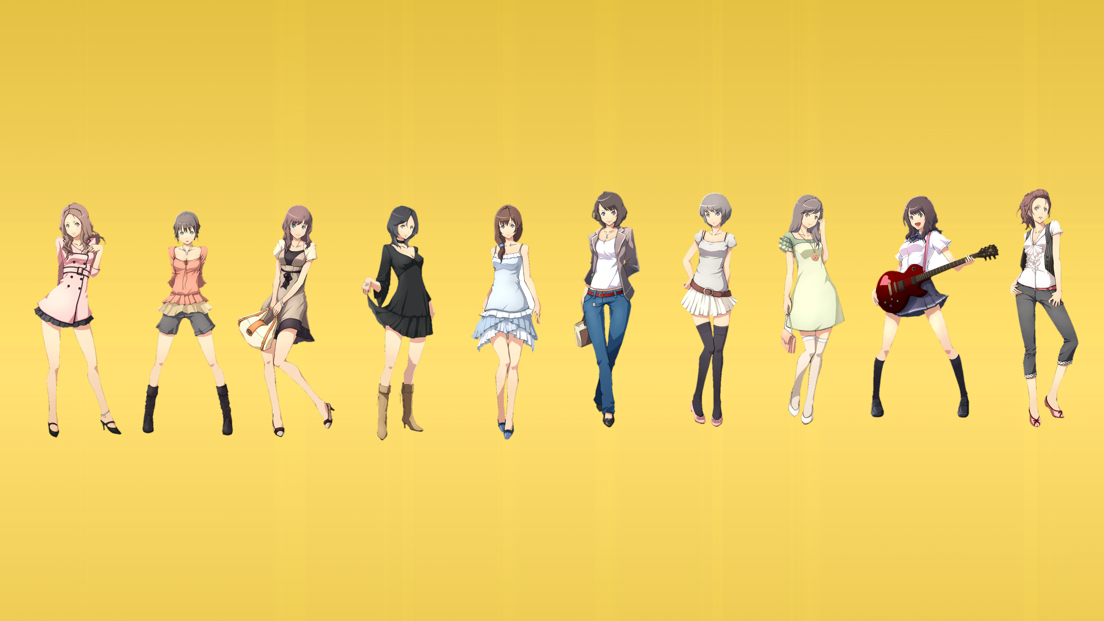 Group of anime girls in various outfits HD Wallpaper