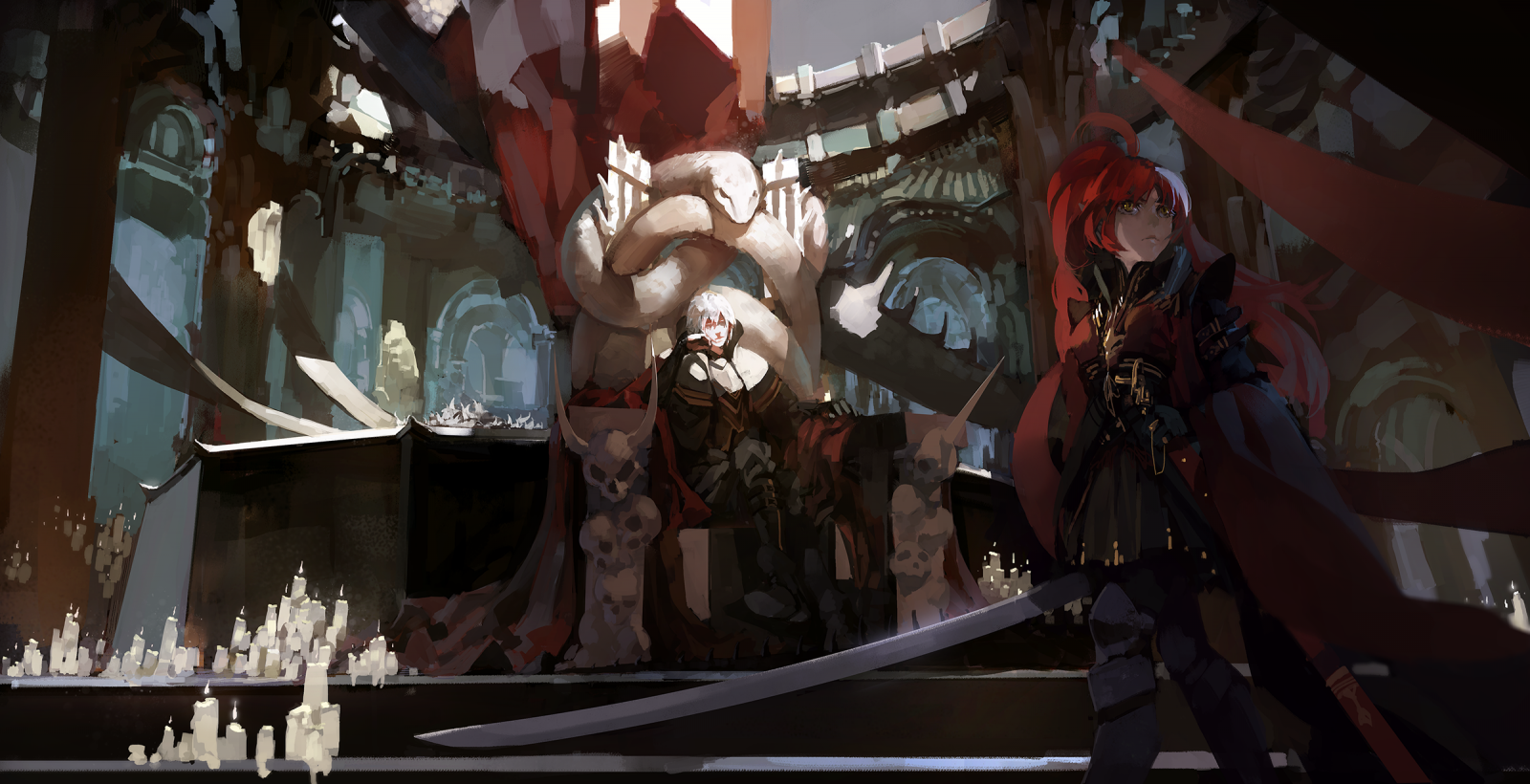 Anime screenshot of a throne room with characters HD Wallpaper