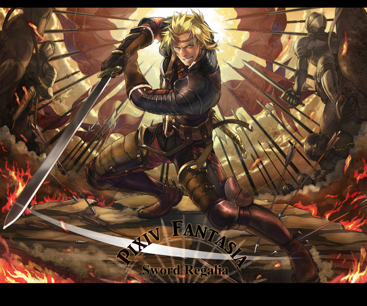 Anime warrior with sword in battle HD Wallpaper