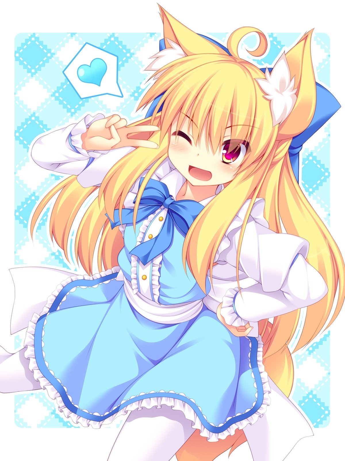 Anime girl with blonde hair and fox ears HD Wallpaper