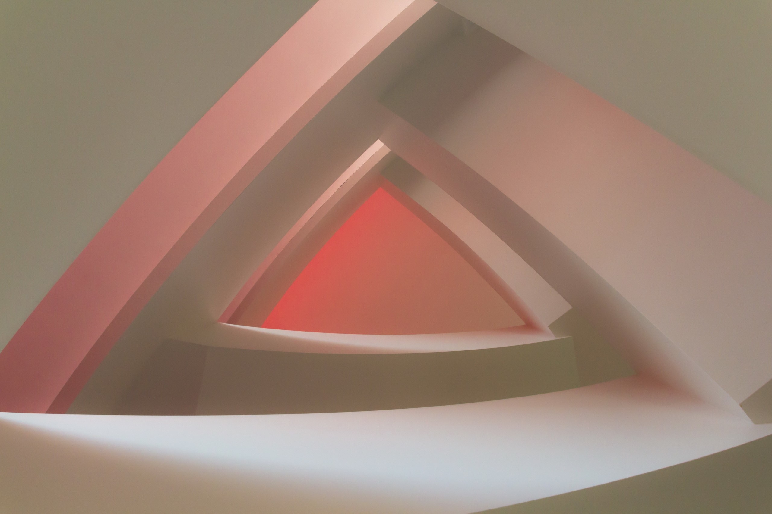 Abstract triangular tunnel with pink and red lighting HD Wallpaper
