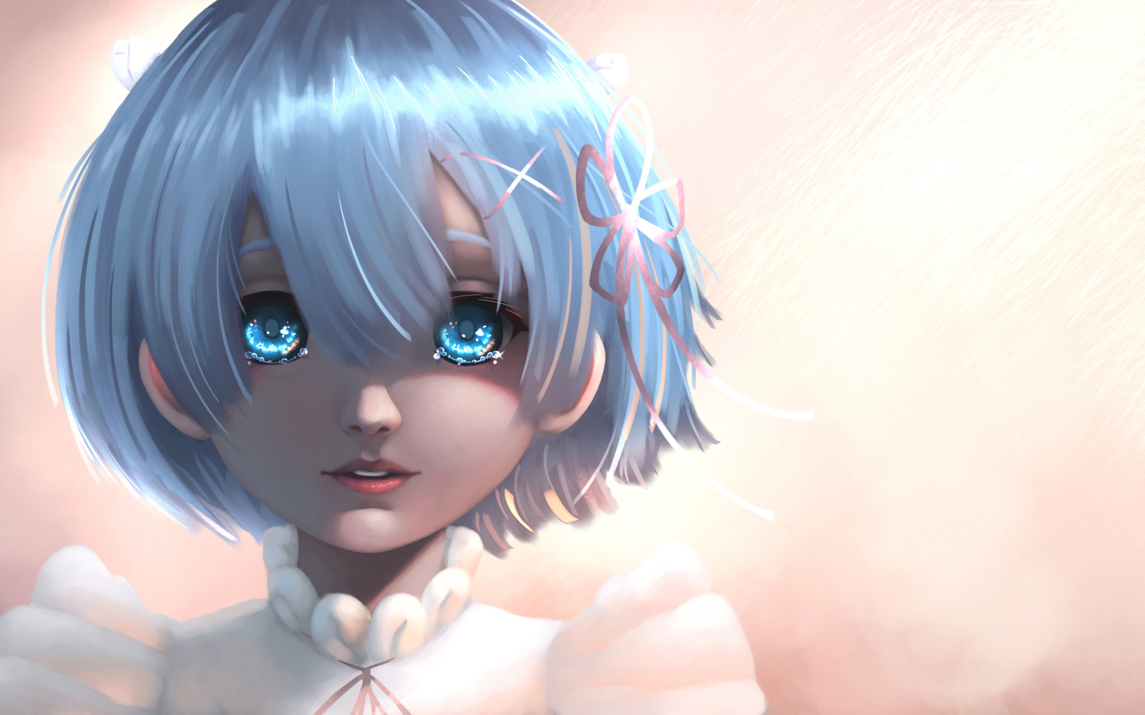 Anime girl with blue hair and blue eyes HD Wallpaper