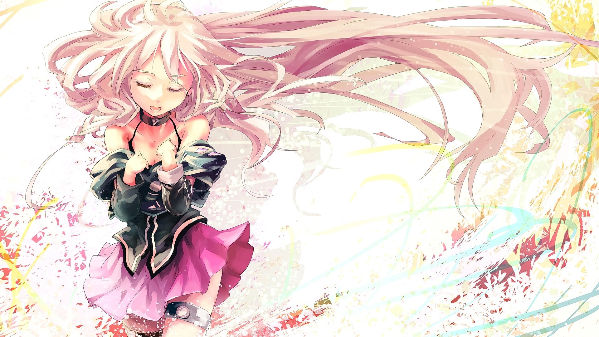 IA Vocaloid with long pink hair HD Wallpaper