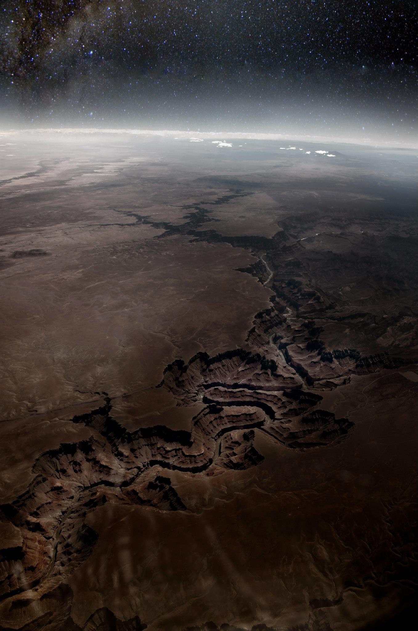Grand Canyon from space with stars HD Wallpaper