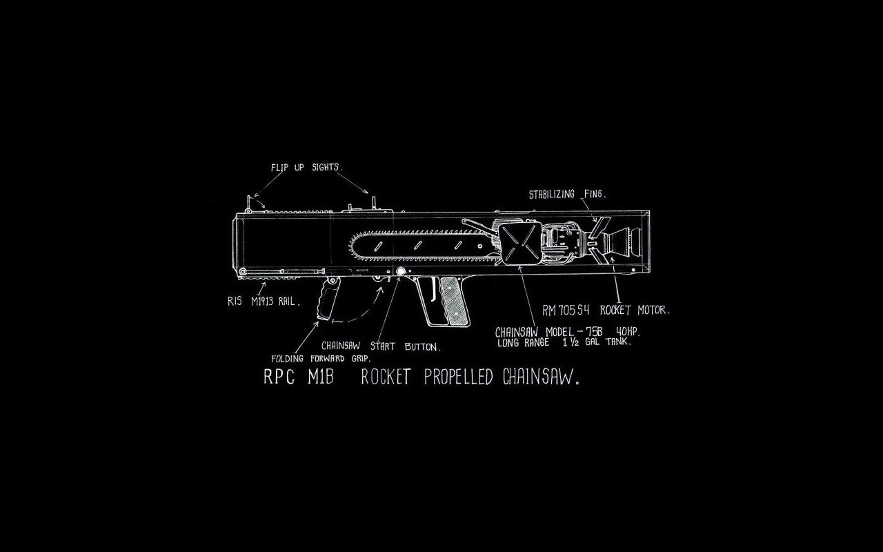 Rocket Propelled Chainsaw Blueprint HD Wallpaper