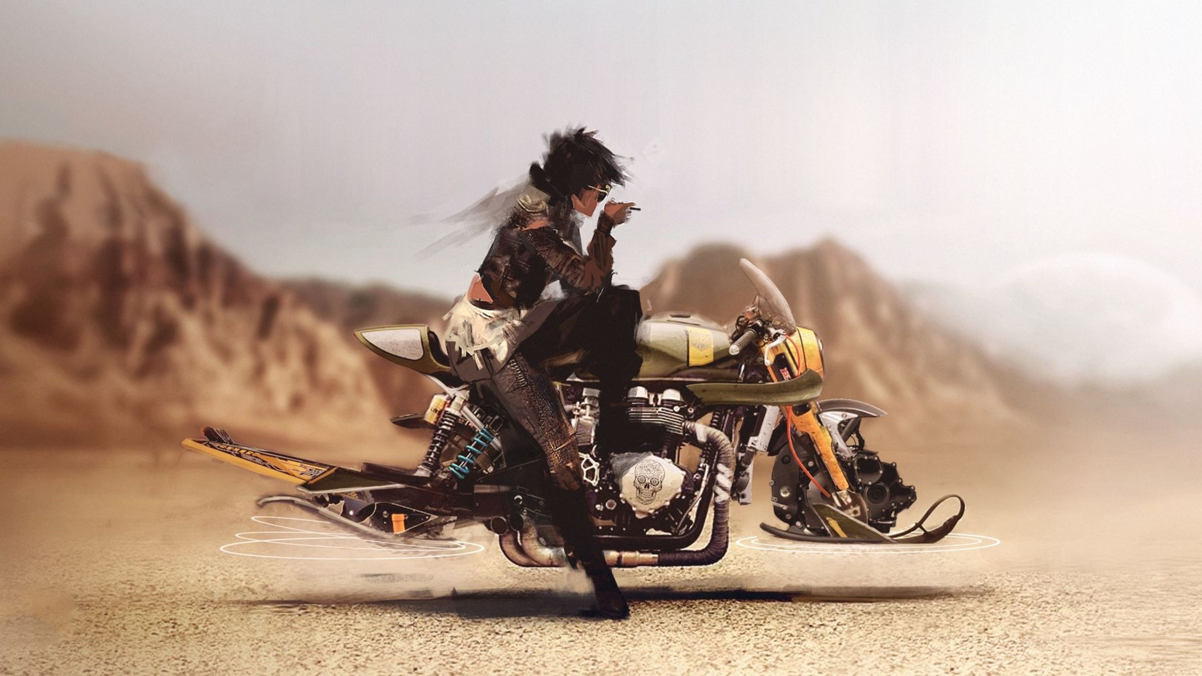 Character from Beyond Good & Evil 2 on a futuristic motorcycle HD Wallpaper