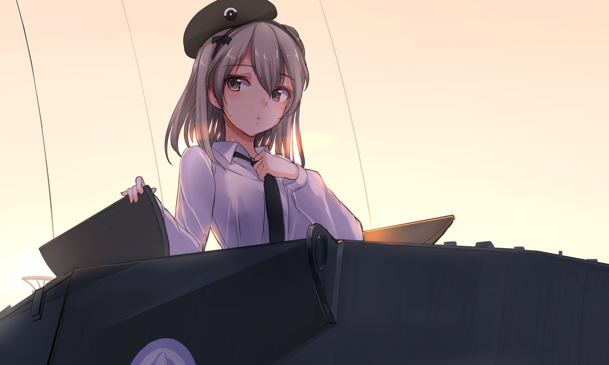Shimada Arisu from Girls und Panzer in a tank HD Wallpaper