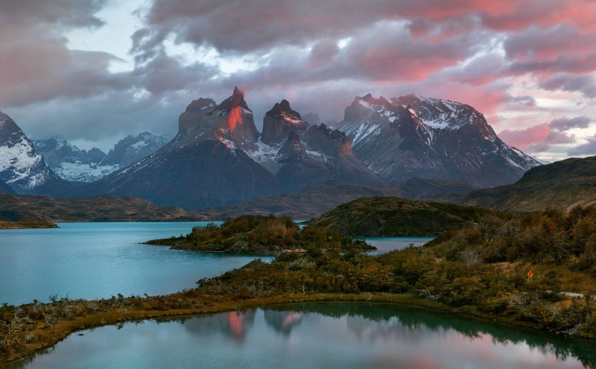 Torres del Paine National Park at dawn HD Wallpaper