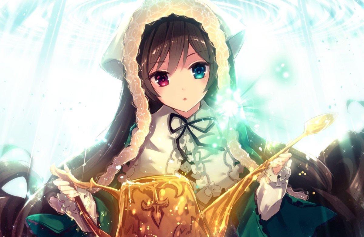 Suiseiseki from Rozen Maiden holding a golden spoon HD Wallpaper