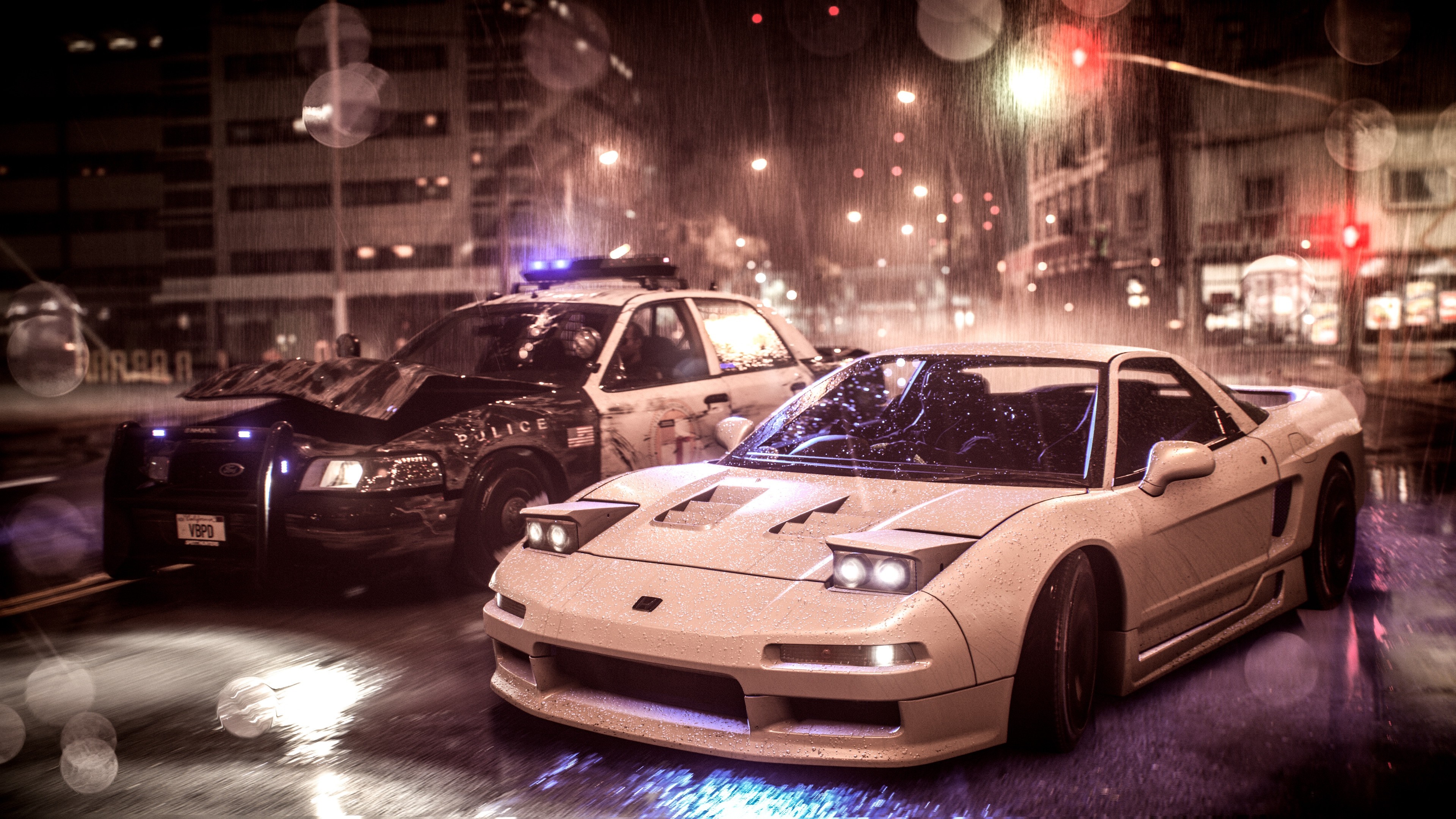 Acura NSX and Ford Crown Victoria Police Chase HD Wallpaper
